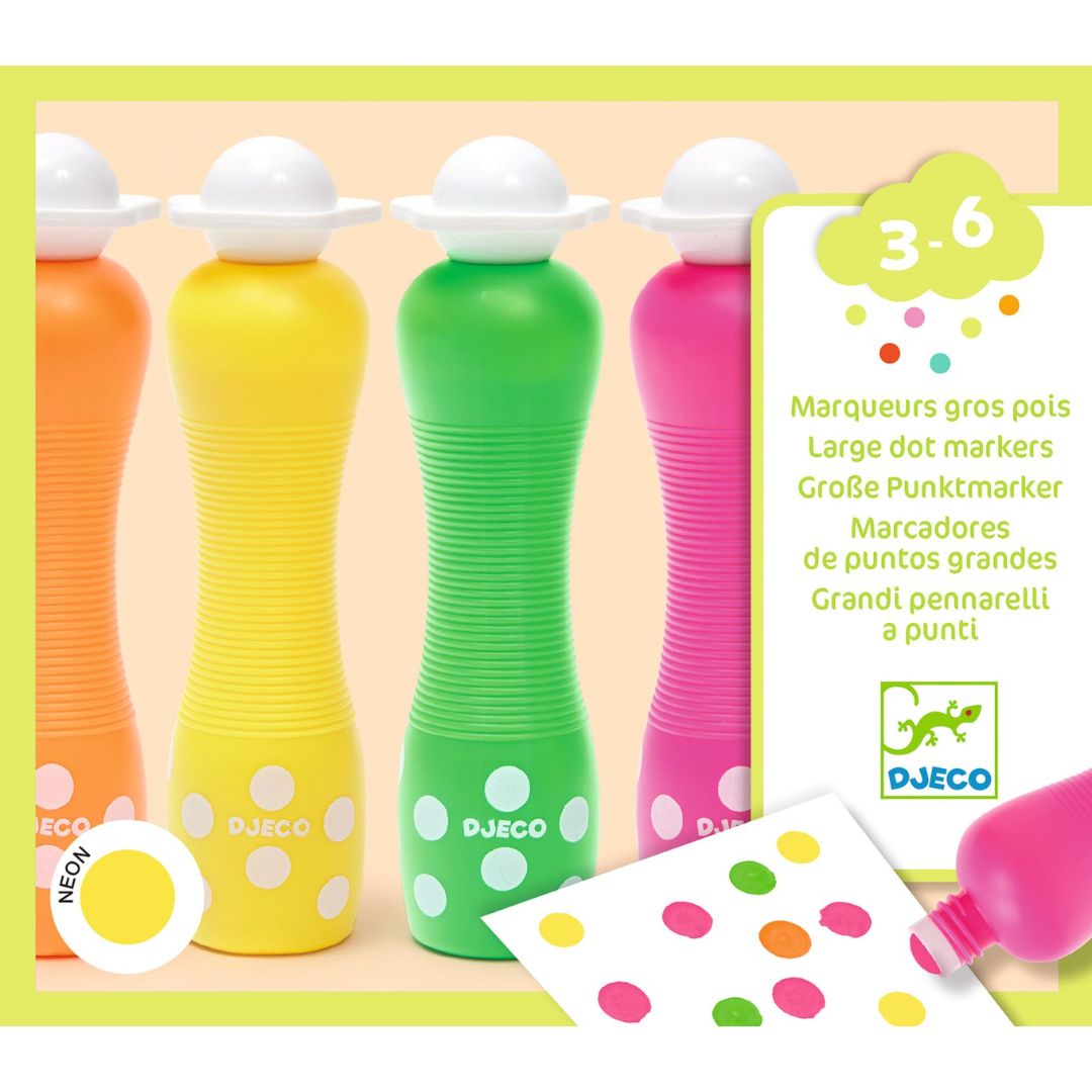 Marok filc készlet 4 fluoreszkáló színben - Pontozó színezés - Large dot markers