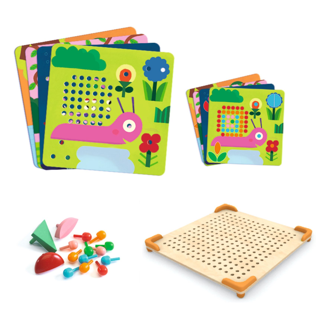 Djeco Pötyi mozaik játék Kisállatok mintákkal - Mosaico Mini Animo