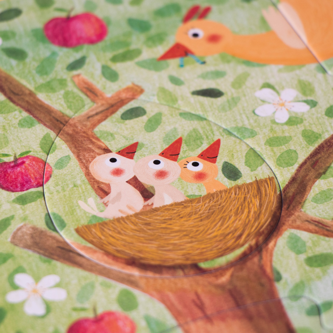 Én kis almafám madarak a fészekben puzzle kirakó gyerekeknek - Pippadu