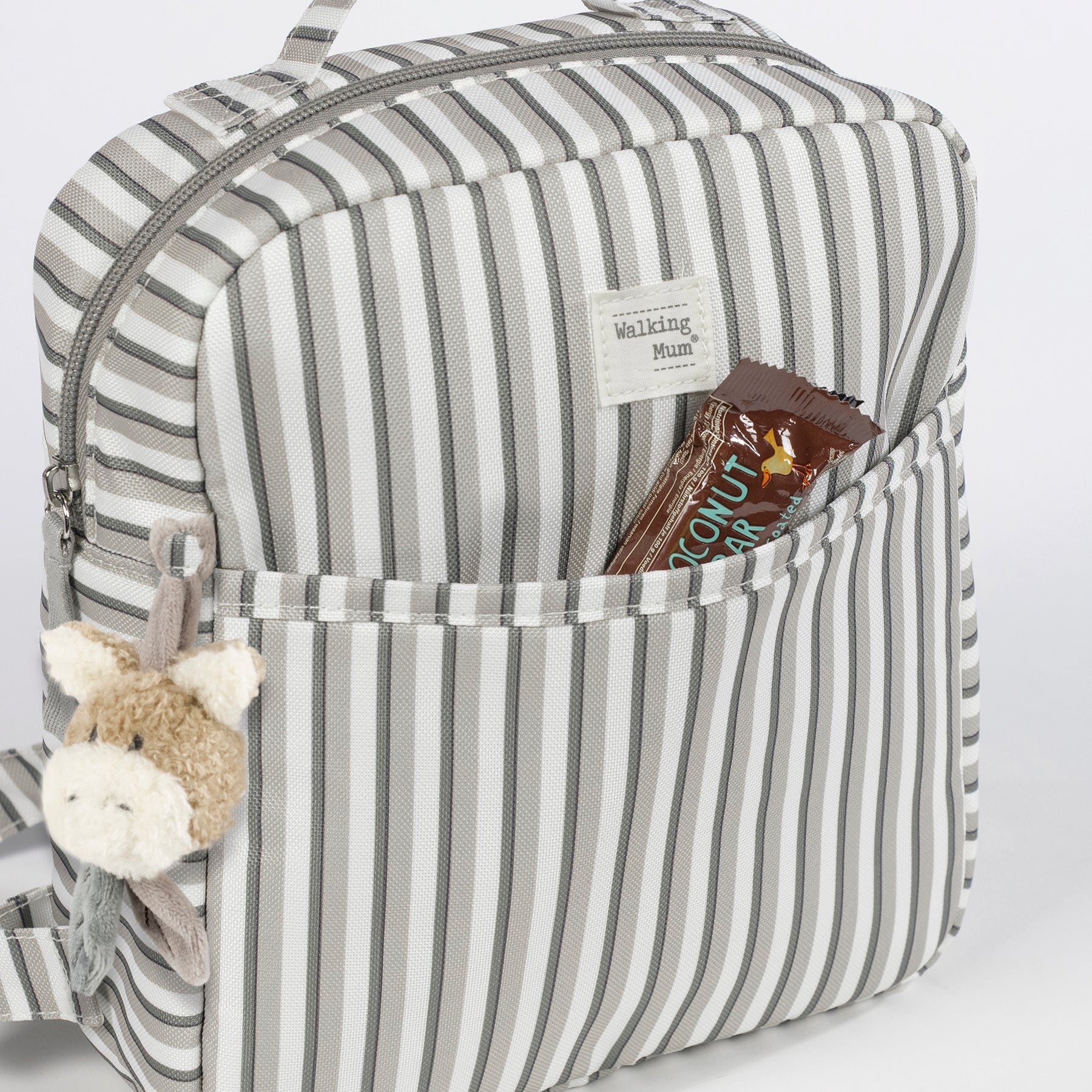 Gyerek hátizsák elülső rekesszel - Walking Mum Botton csíkos mintával