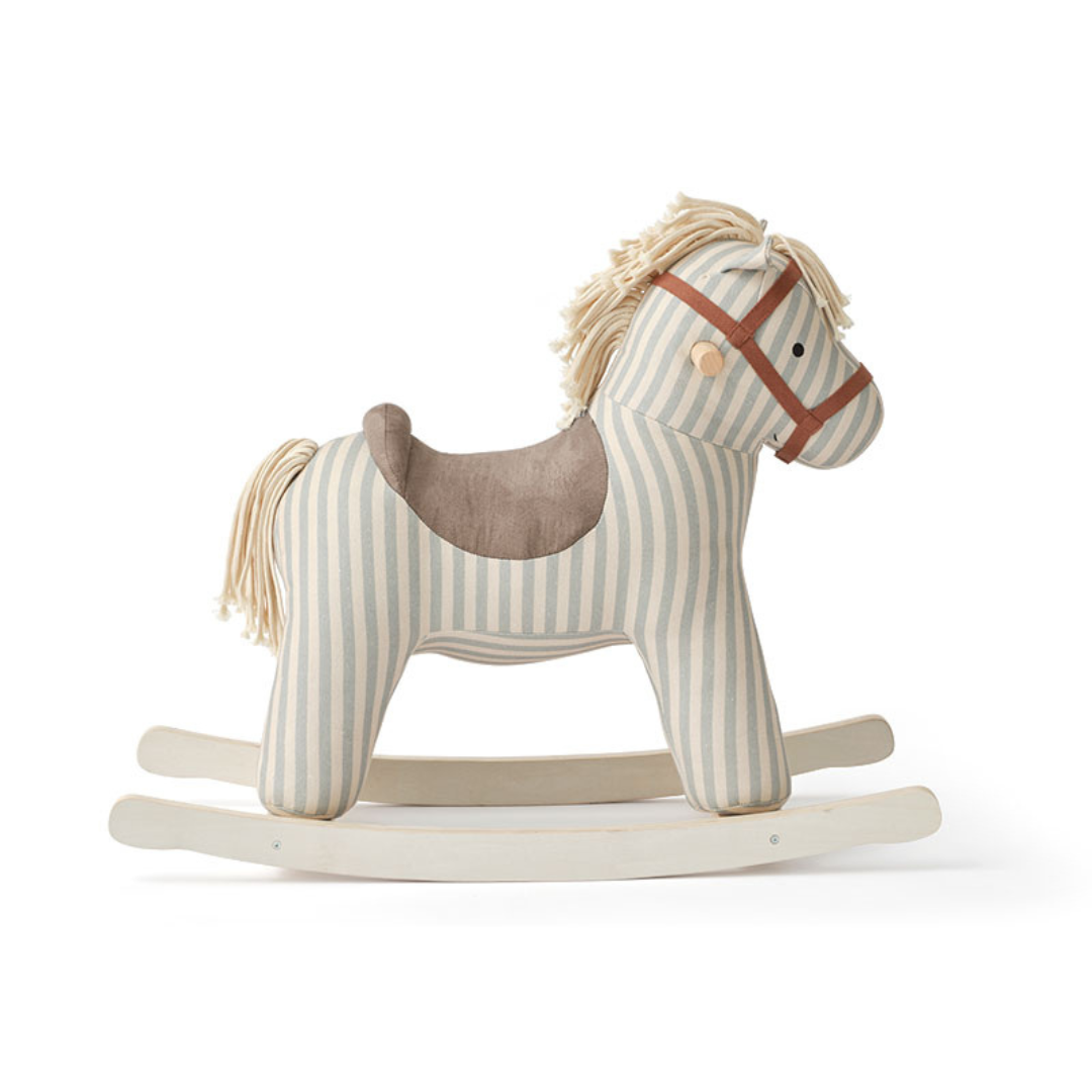 Kid's Concept Sam csíkos hintaló profilból, skandináv stílusú fa és textil játék gyermekeknek
