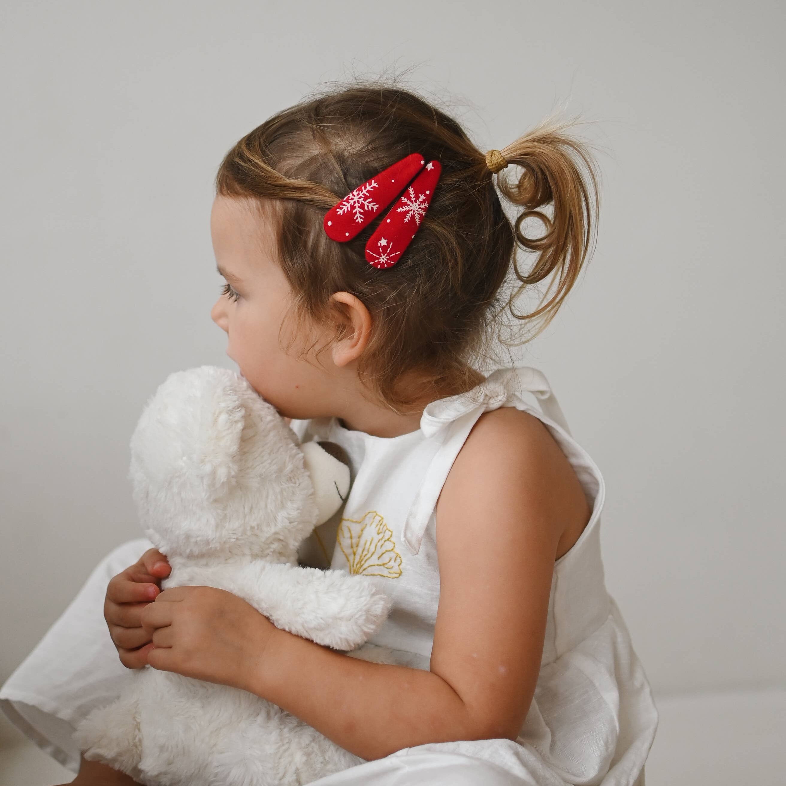 Lanika Aterlier karácsonyi hópehely mintás piros hajcsat - 2 db egy csomagban