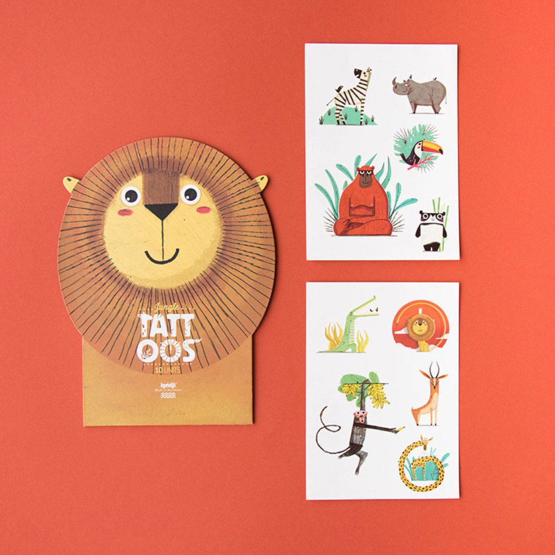 Londji gyerek tetoválás - Dzsungel mintával, 10 db bőrbarát tetoválás