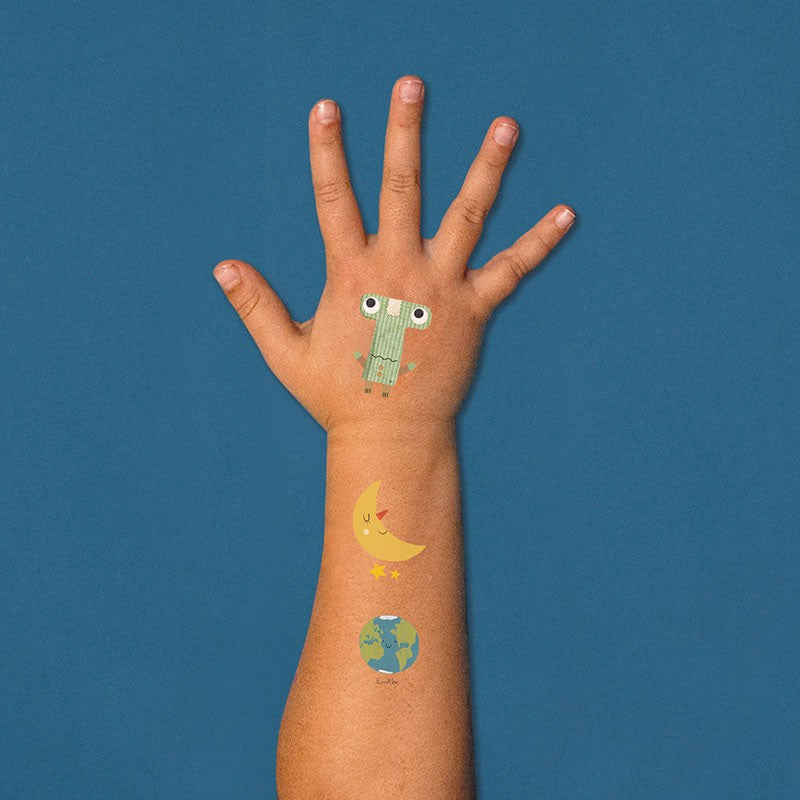 Londji gyerek tetoválás Űrverseny kézen, űr mintás lemosható tetoválás