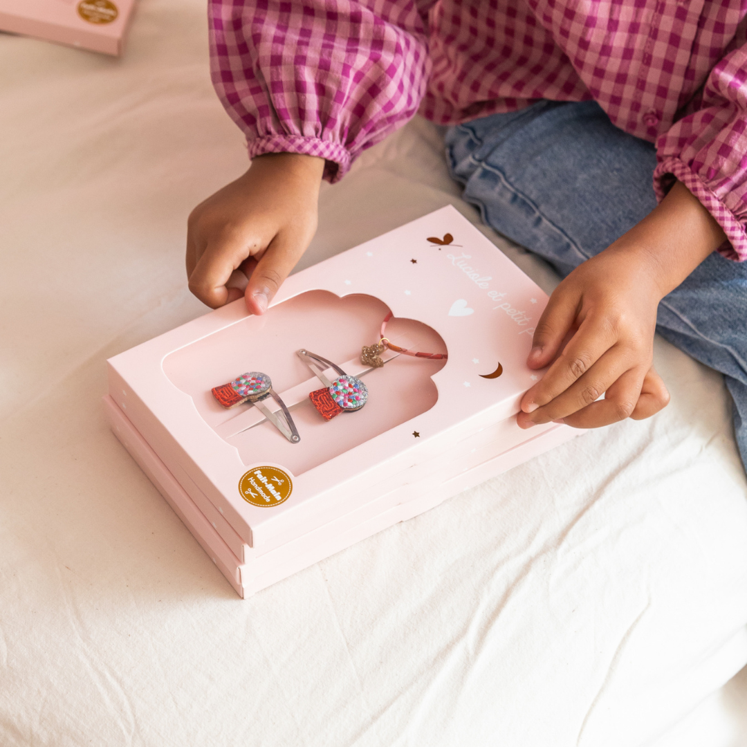 Luciole et Petit Pois ajándékcsomag Buborék: hajcsatok és karkötő