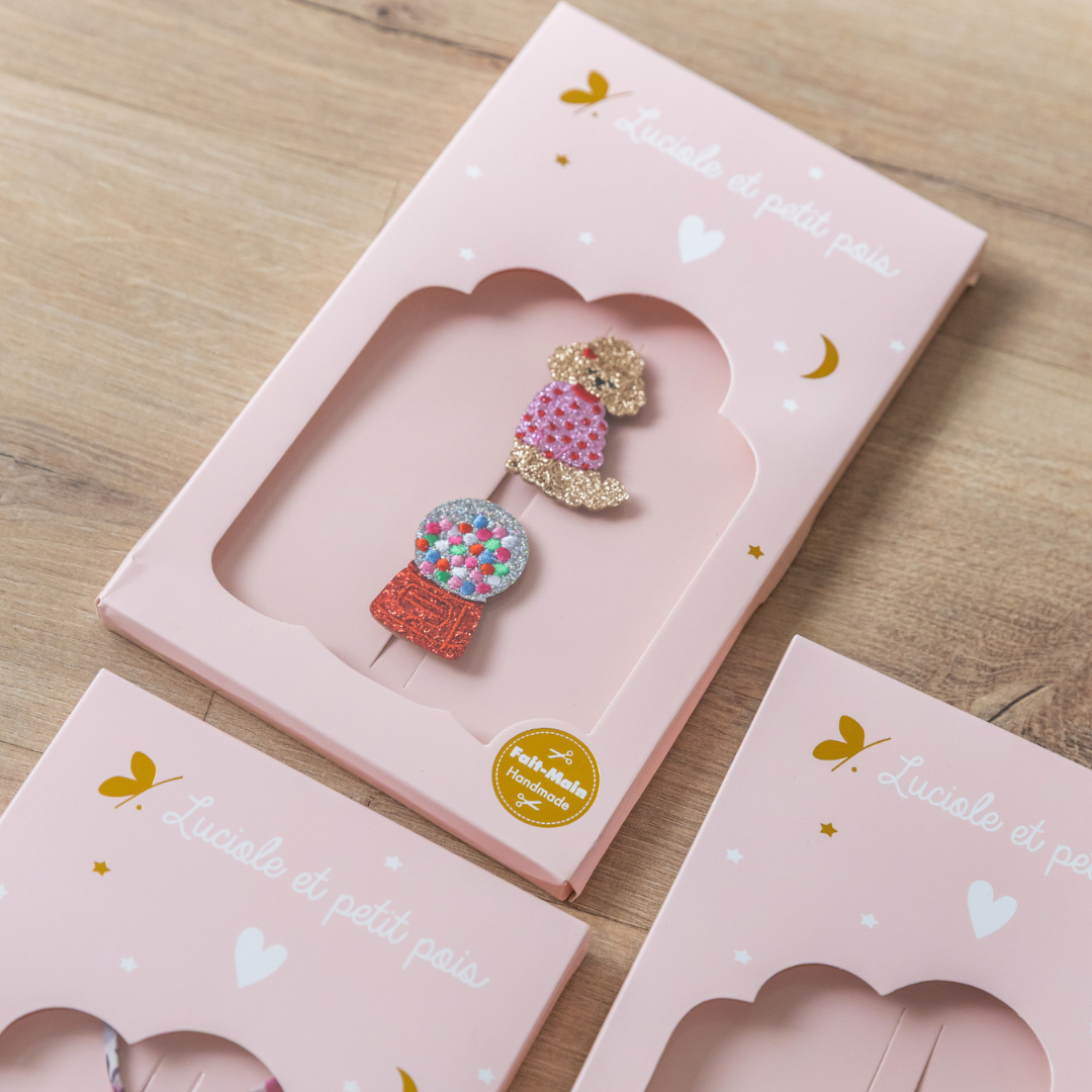 Luciole et Petit Pois ajándékdoboz - Édesem (uszkár és rágógumi bross)