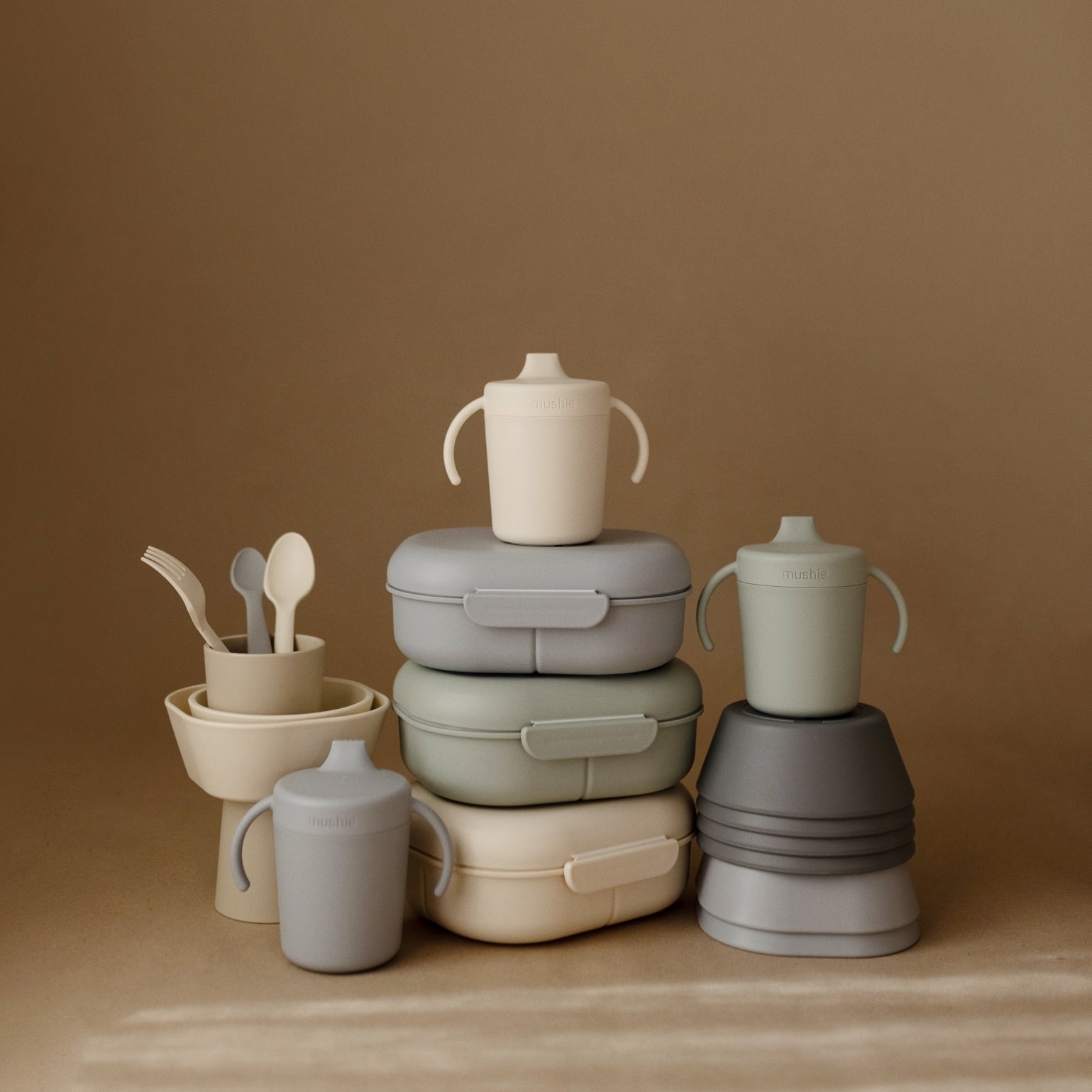 Mushie letisztult gyerek étkészletek pasztell színekben - pippadu