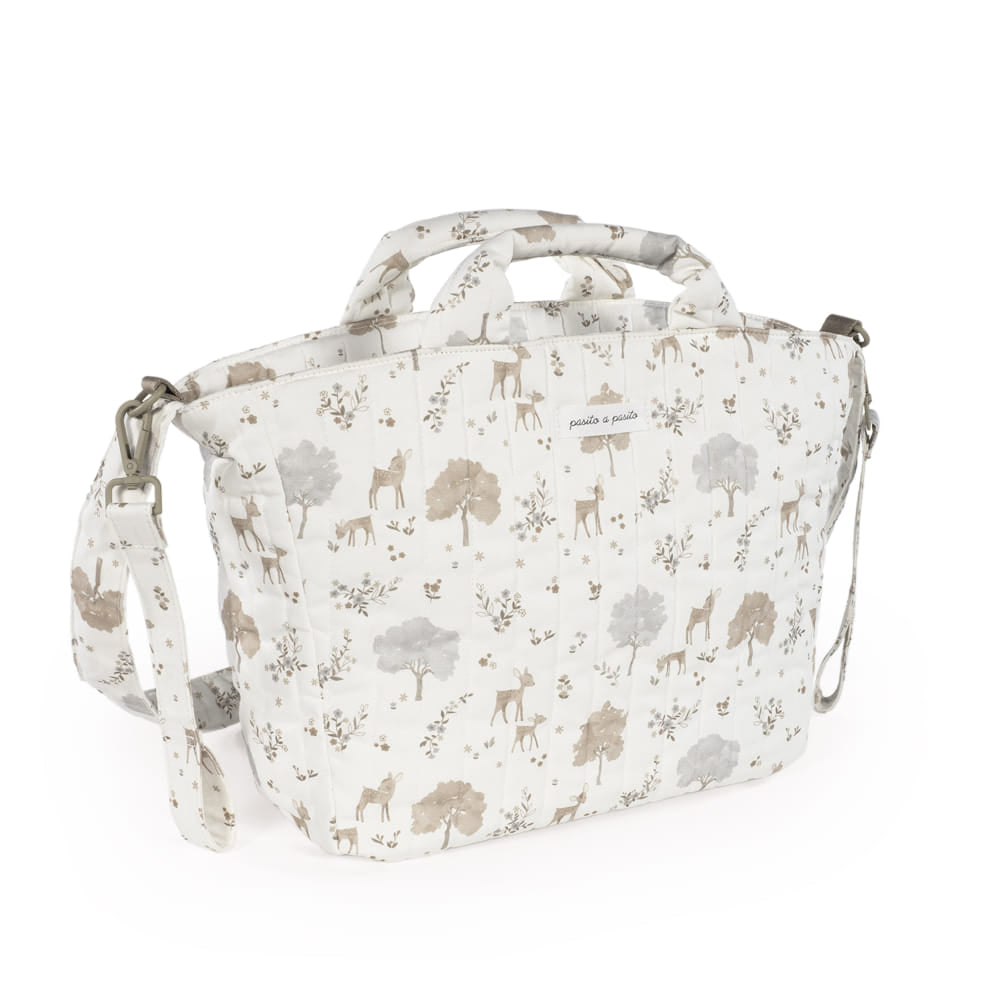 Pelenkázó táska, ami babakocsira is könnyen rögzíthető stílusos, szarvas mintával