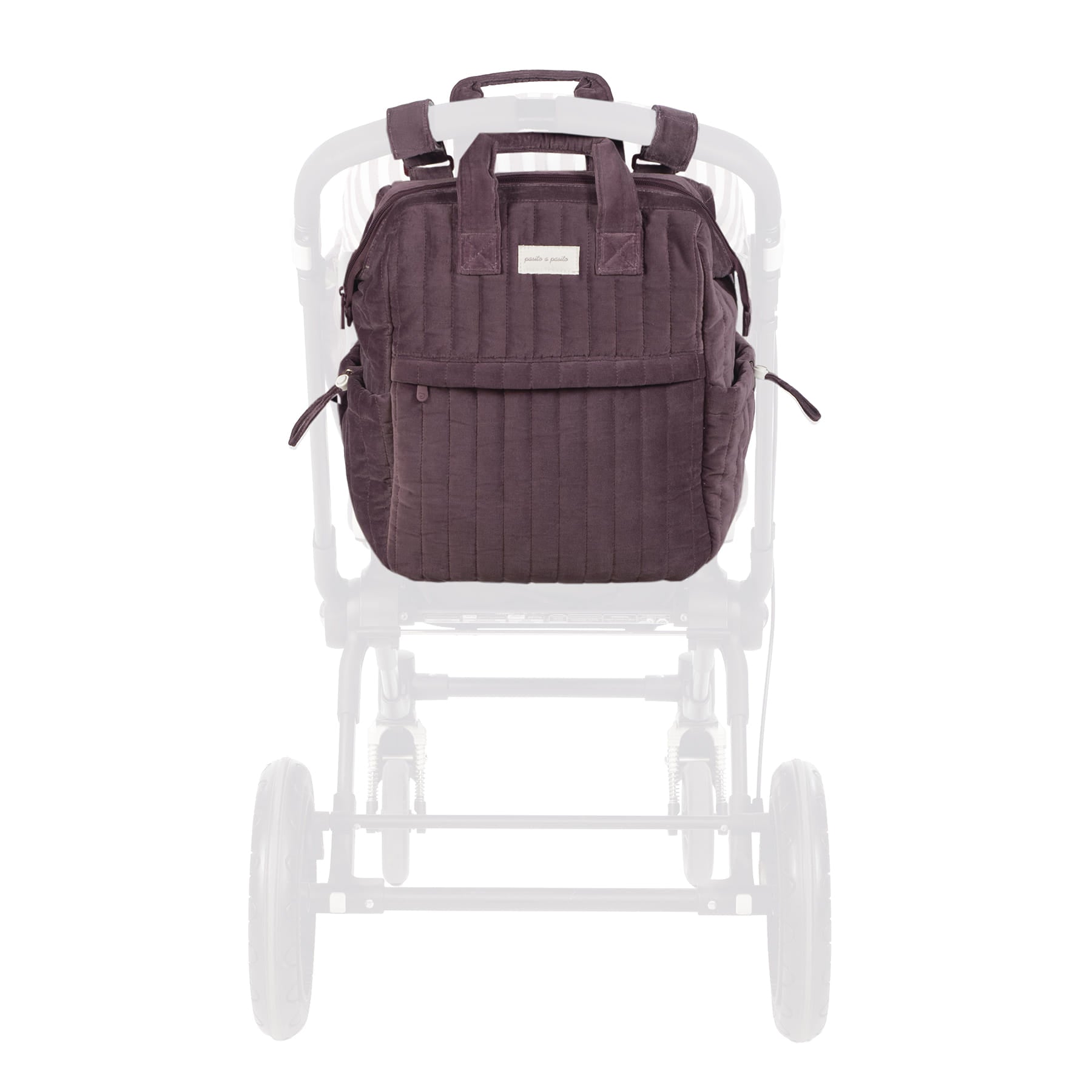 Babakocsira rögzíthető pelenkázó hátizsák nagy kapacitású belső térrel, külső zsebekkel