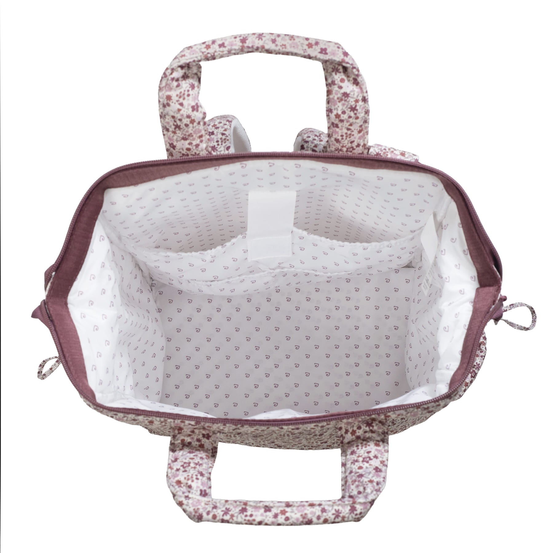 Pelenkázó táska virág mintával, nagy belső térrel, sok pakolható zsebbel - Cherry