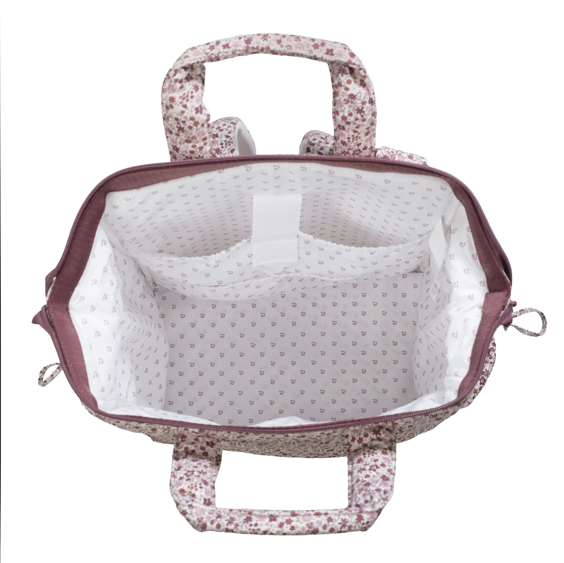 Pelenkázó táska virág mintával, nagy belső térrel, sok pakolható zsebbel - Cherry