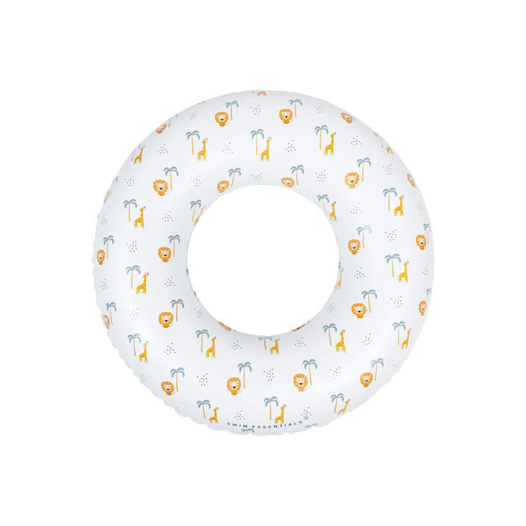 Swim Essentials dzsungel mintás fehér gyerek úszógumi 55 cm-es méretben, oroszlán és zsiráf mintával.