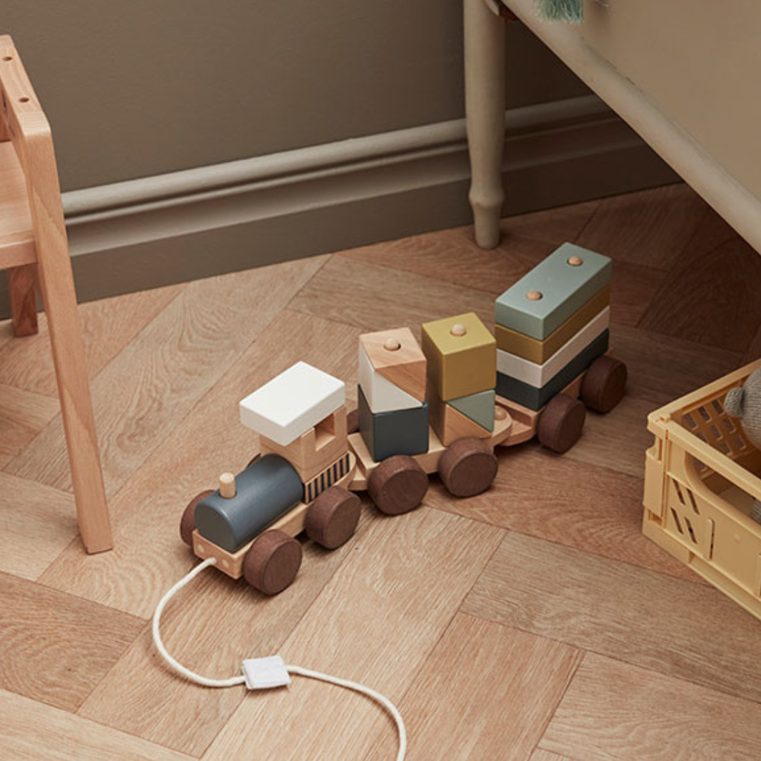 Kid's Concept - Kid's Base - Fa vonat építő blokkokkal