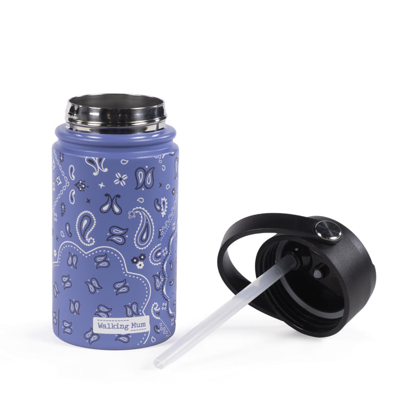 Walking Mum bandana mintás kulacs nyitott kupakkal és szilikon szívószállal