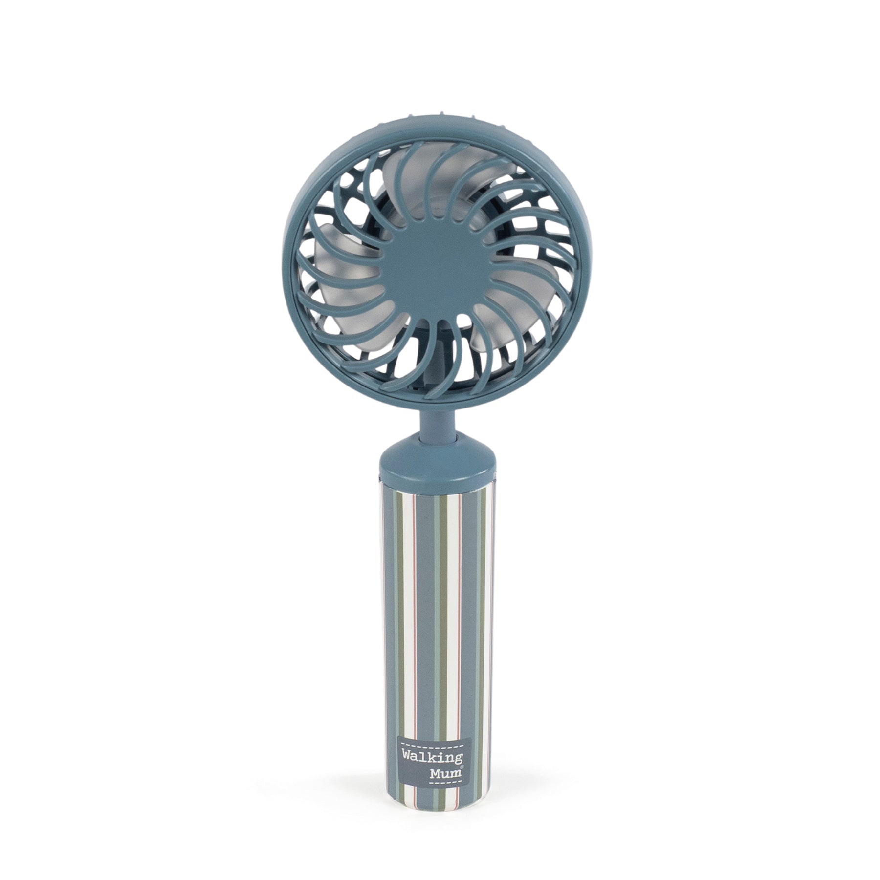 Walking Mum zöld-kék csíkos babakocsi ventilátor szemből