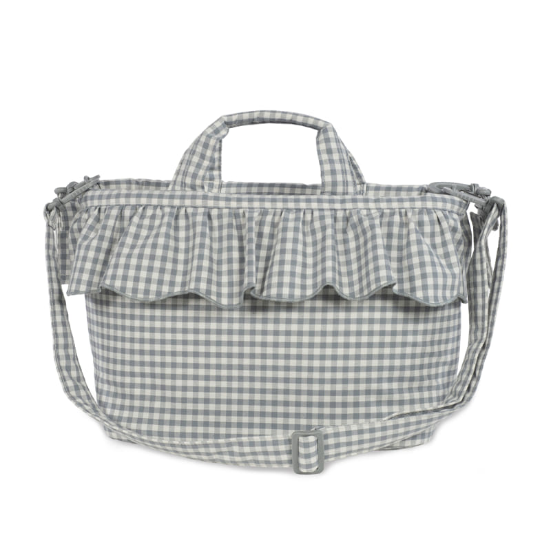 Walking Mum Matcha zöld kockás fodros pelenkázó táska hosszú vállpánttal