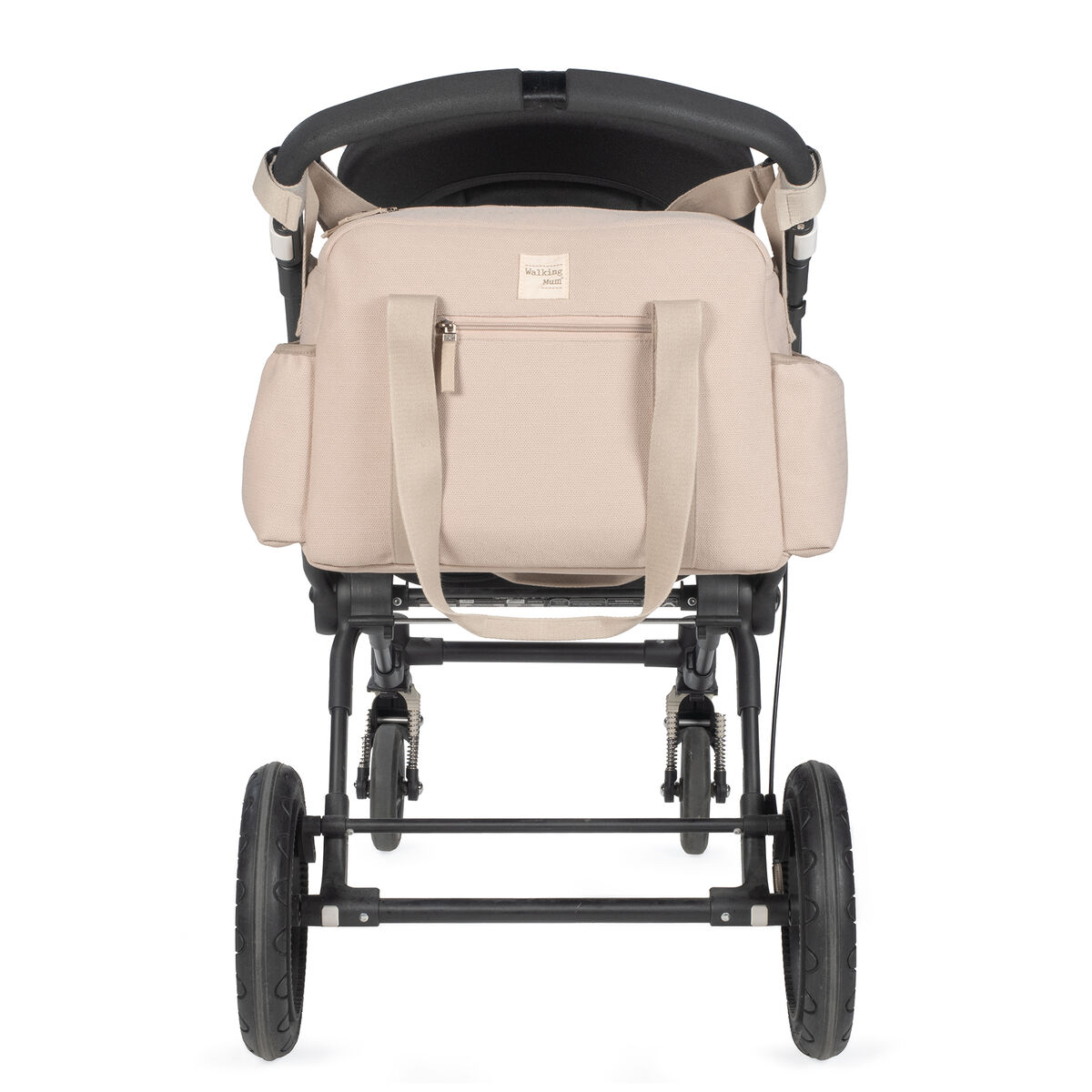 Babakocsira is könnyedén rögzíthető bézs Eco Mum nagy pelenkázó táska