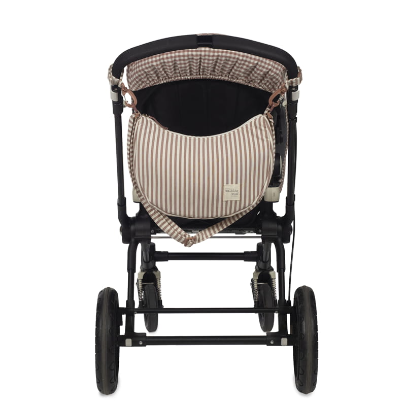 Walking Mum Praliné rózsaszín csíkos gondola pelenkázó táska babakocsira rögzítve