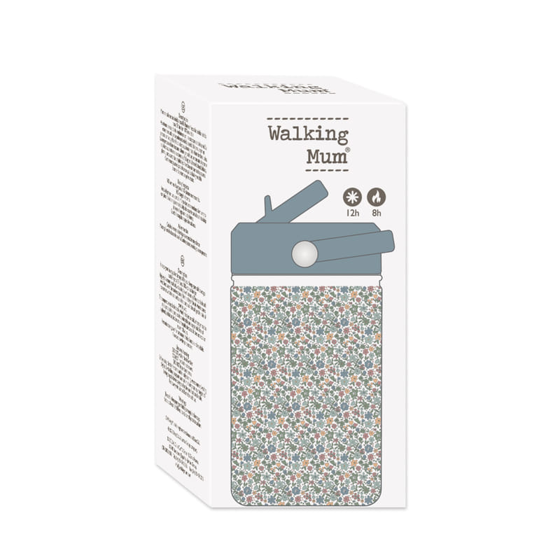 Walking Mum virágmintás hőtartó gyerek kulacs gyári dobozban