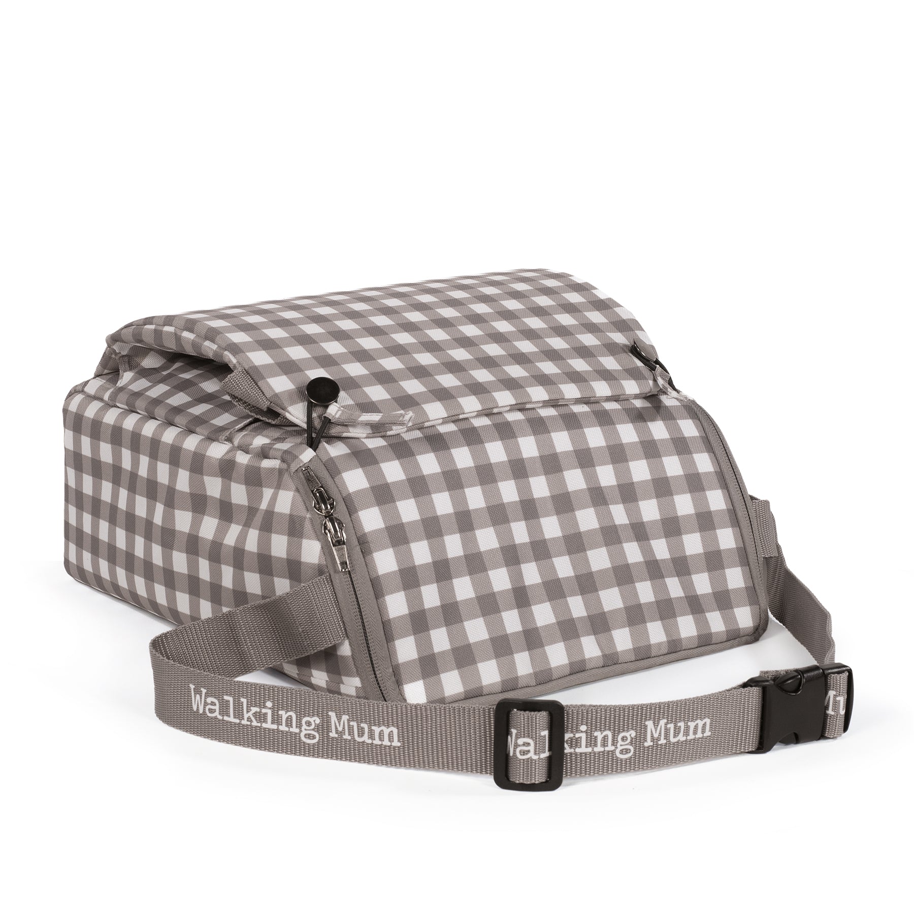 Hordozható textil székmagasító: egyszerű rögzítés, könnyű tisztítás, táskaként is használható - kockás, oliva színben