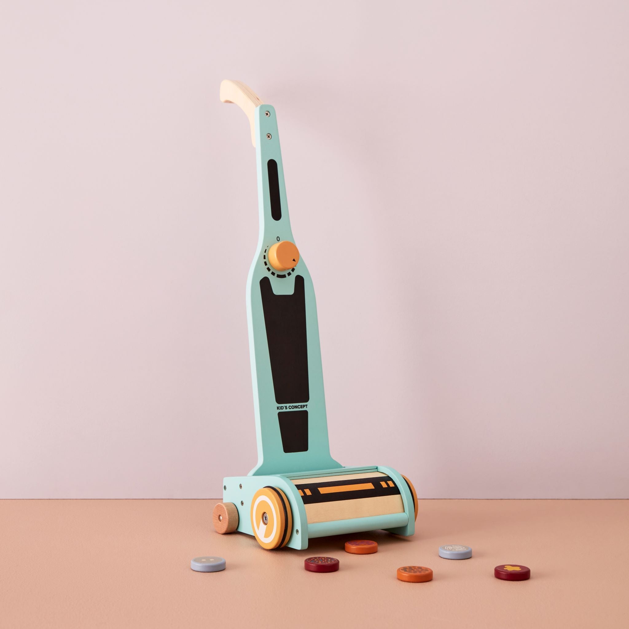 Fa játék porszívó gyerekeknek forgatható gombbal pasztell színekben - pippadu