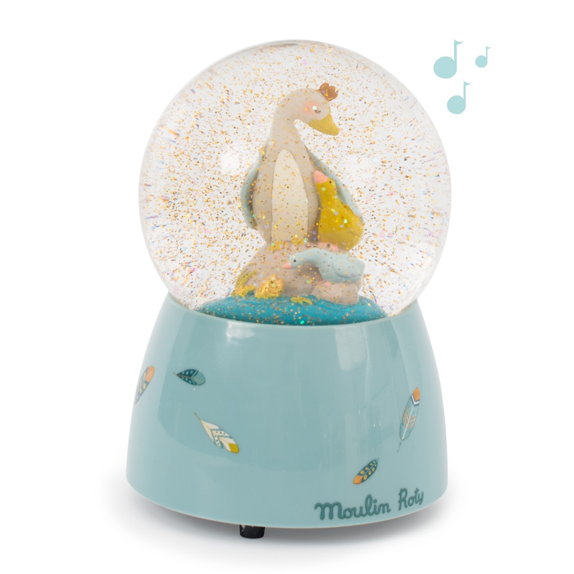 Moulin Roty - zenélő hógömb - lúd, kék - pippadu