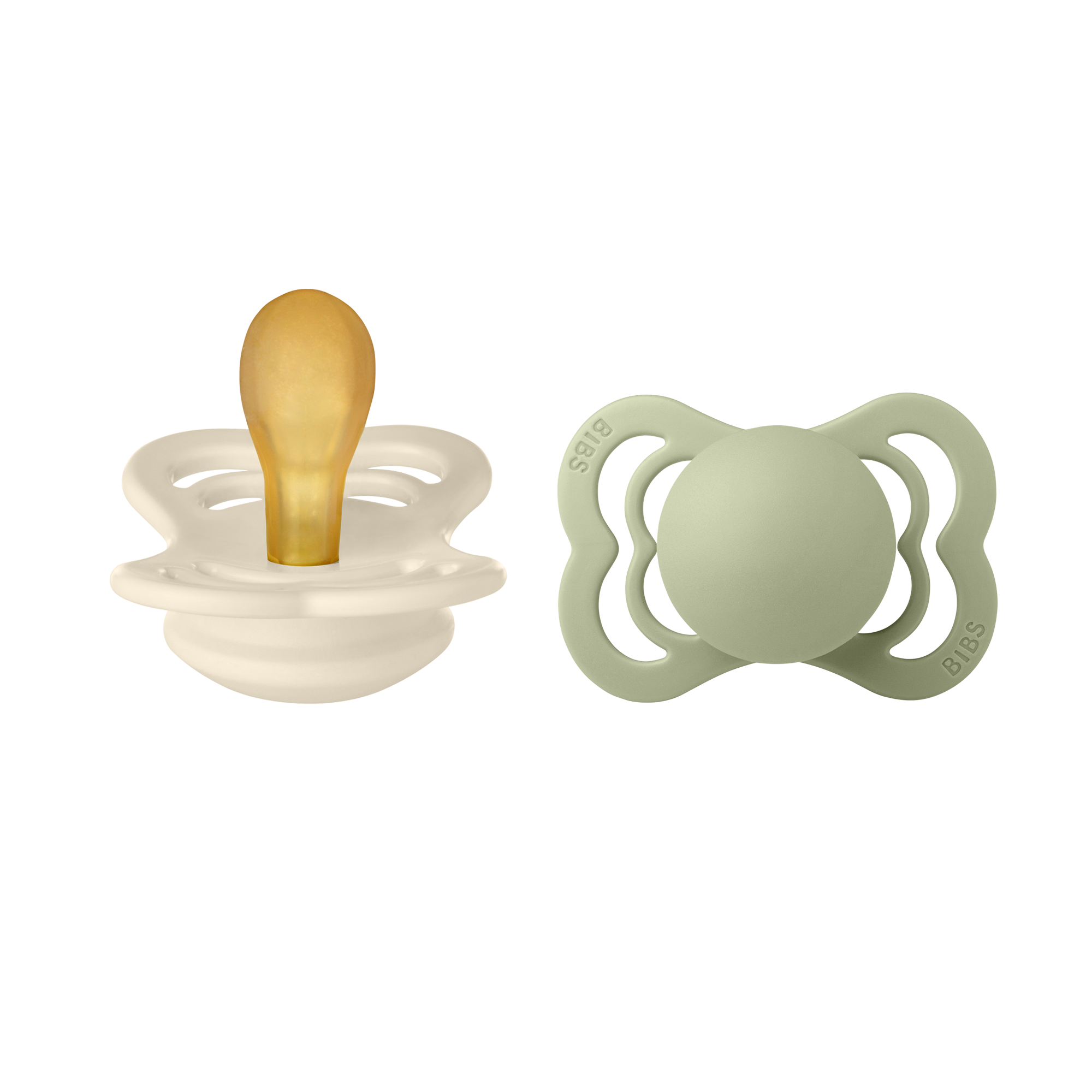BIBS Supreme natúrkaucsuk cumi újszülött kortól krémfehér és zsálya színben - www.pippadu.hu
