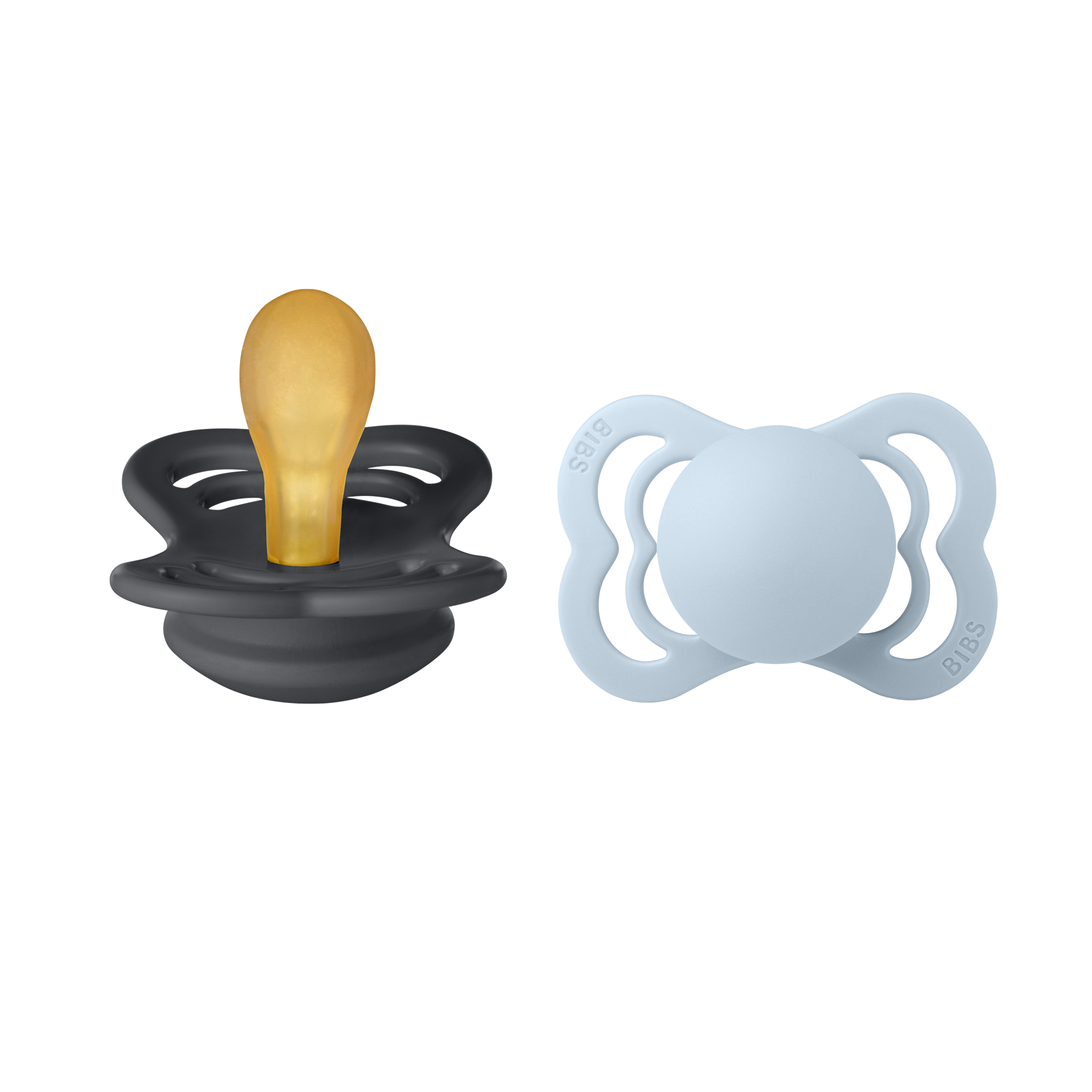 BIBS Supreme cumi natúrkaucsuk cumifejjel újszülött kortól - grafit és pasztellkék színben - www.pippadu.hu