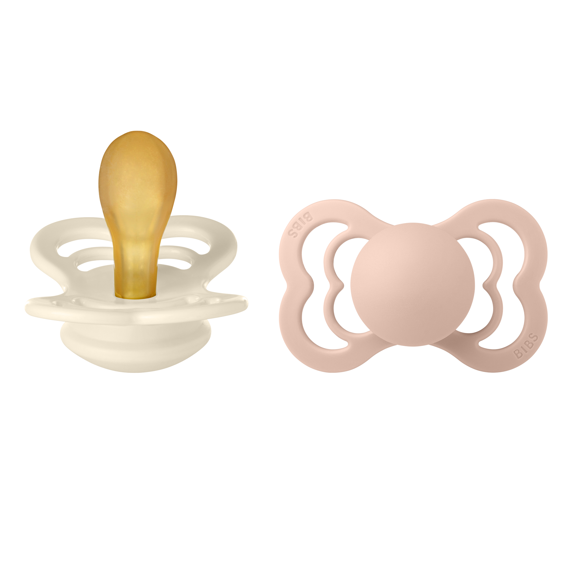 BIBS Supreme cumi natúrkaucsuk cumifejjel - krémfehér és púderrózsaszín - 6 hónapos kortól - pippadu