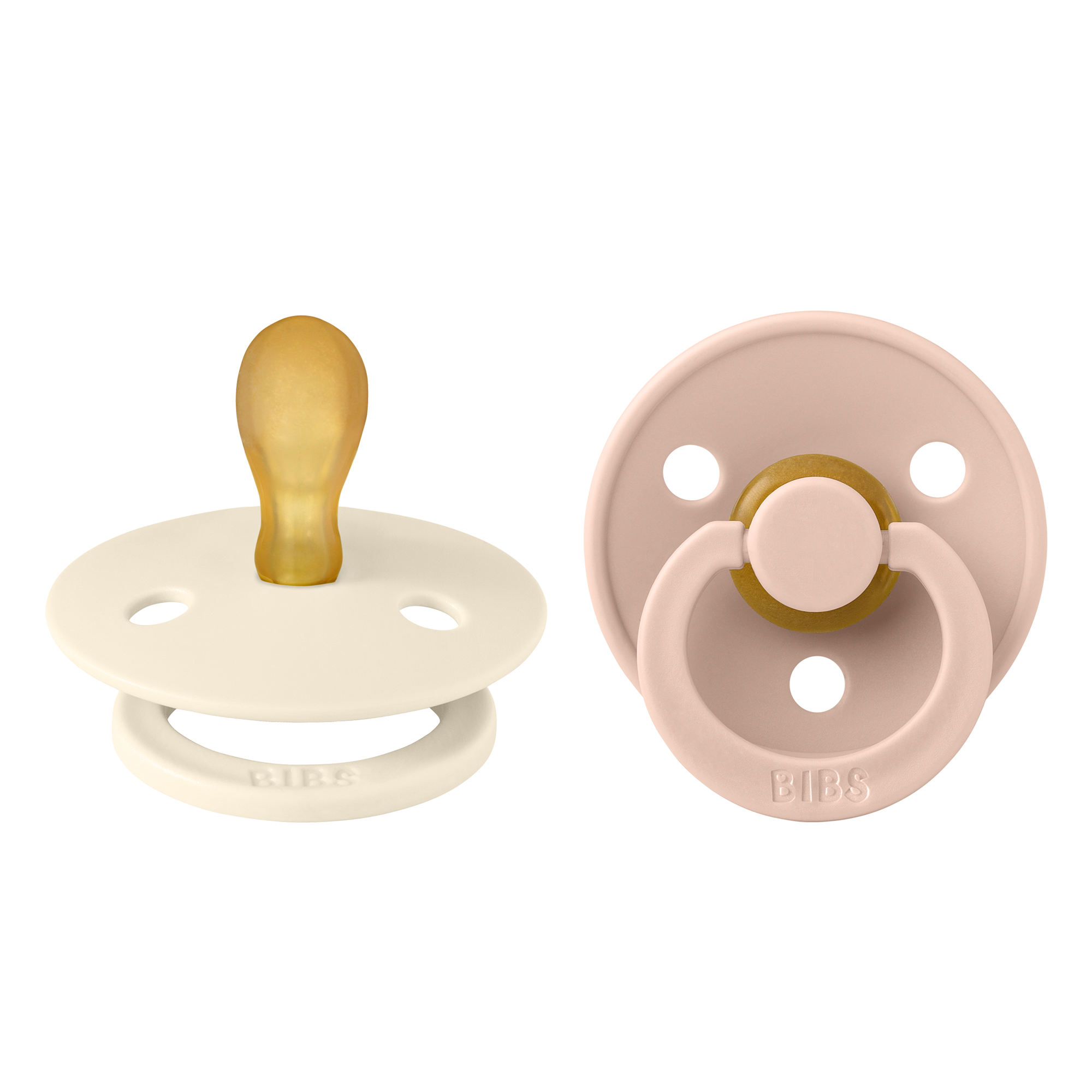 BIBS Colour szimmetrikus cumifejjel több méretben a pippadunál krémfehér és púderrózsaszín színben