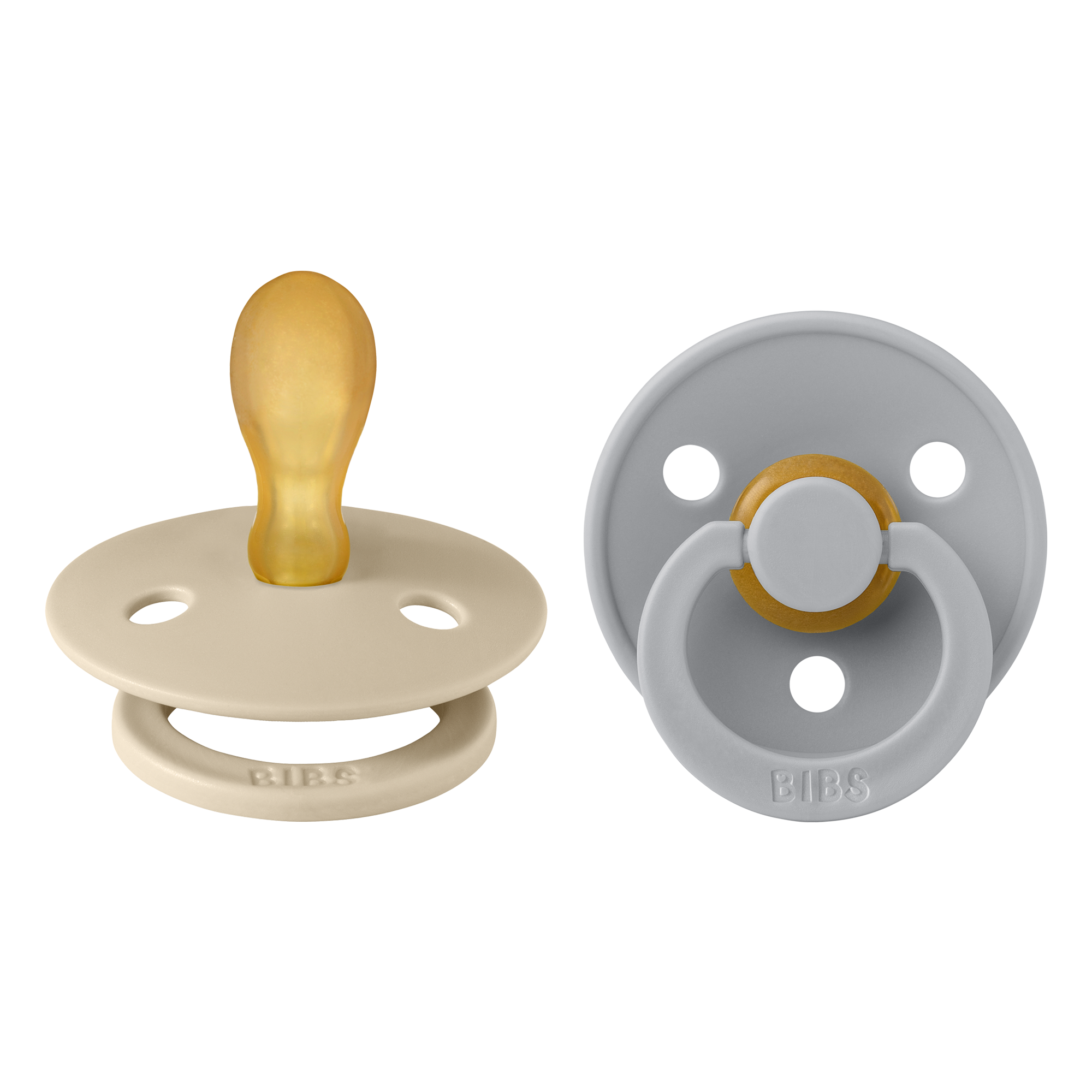 BIBS Colour cumik szimmetrikus, natúrkaucsuk cumifejjel vanília és delfin színben - pippadu.hu