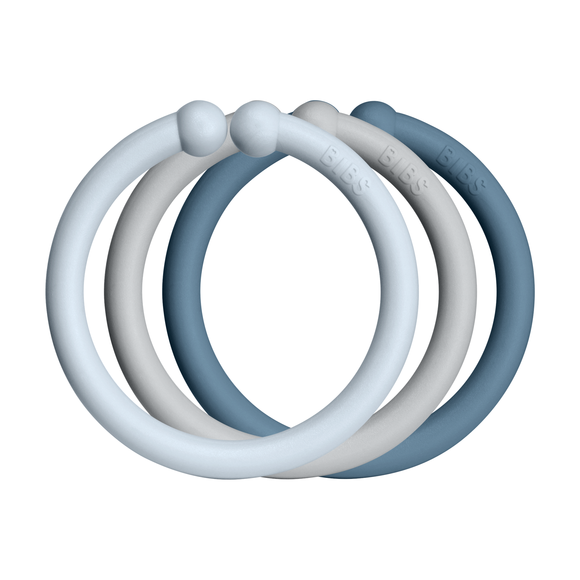 BIBS karikák pasztellkék-delfin-páva színben - pippadu - praktikus és játékos kiegészítő