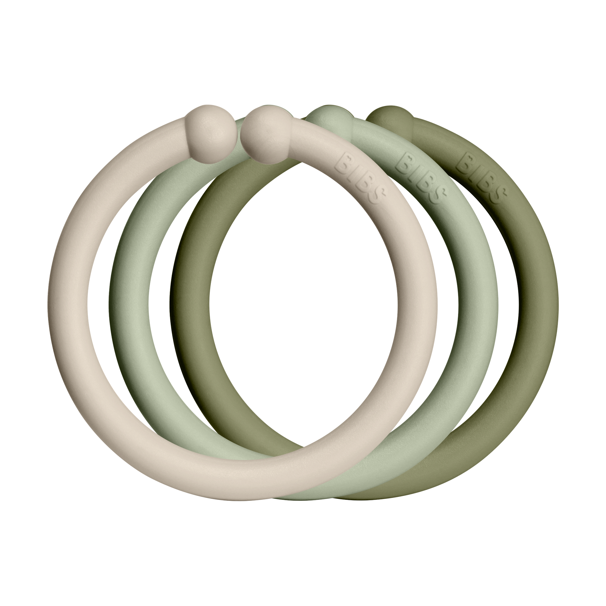 BIBS karikák, gyűrűk - vanília, zsálya és olivazöld színben - pippadu - ss2021