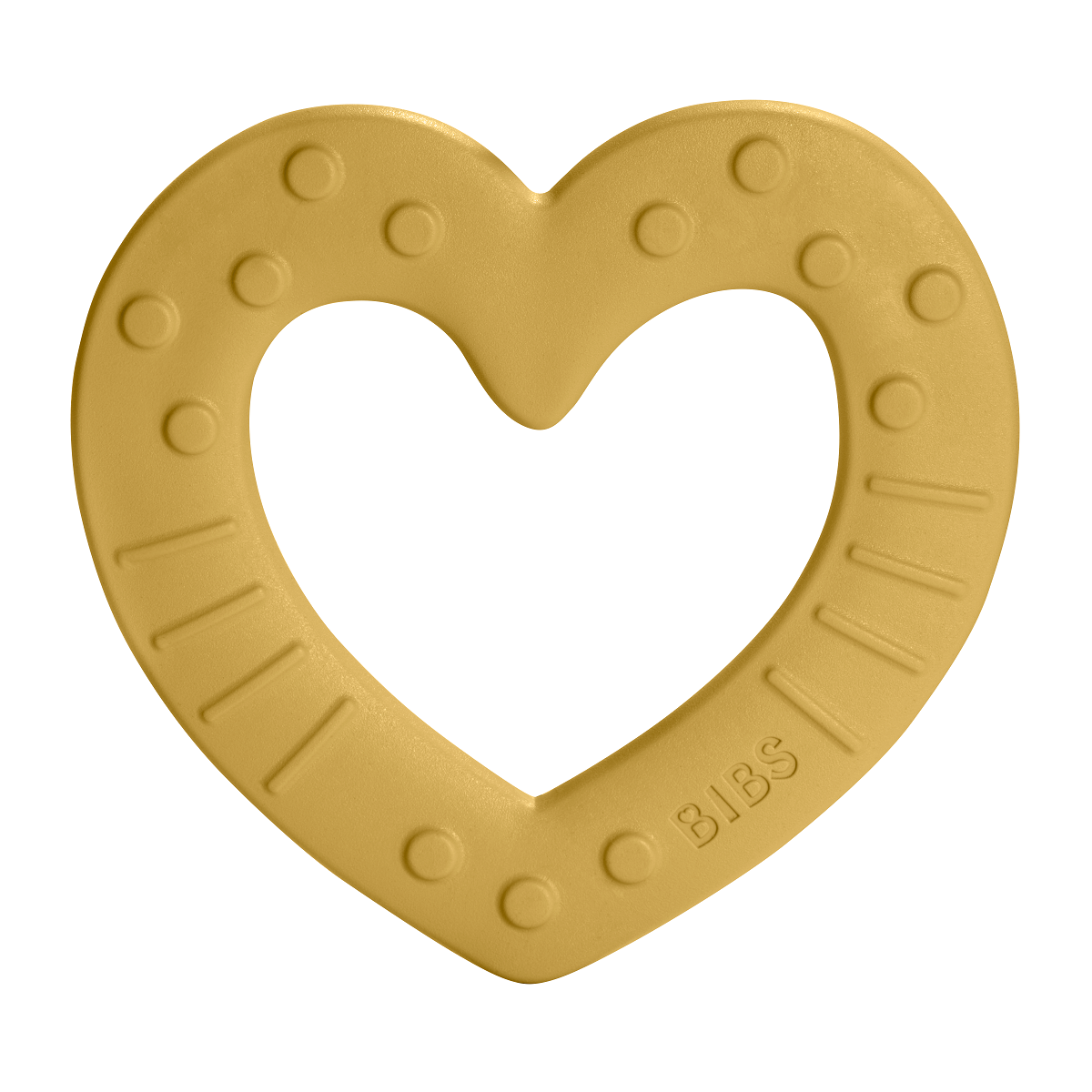 Szívecske BIBS rágóka - mustársárga színben - Pippadu