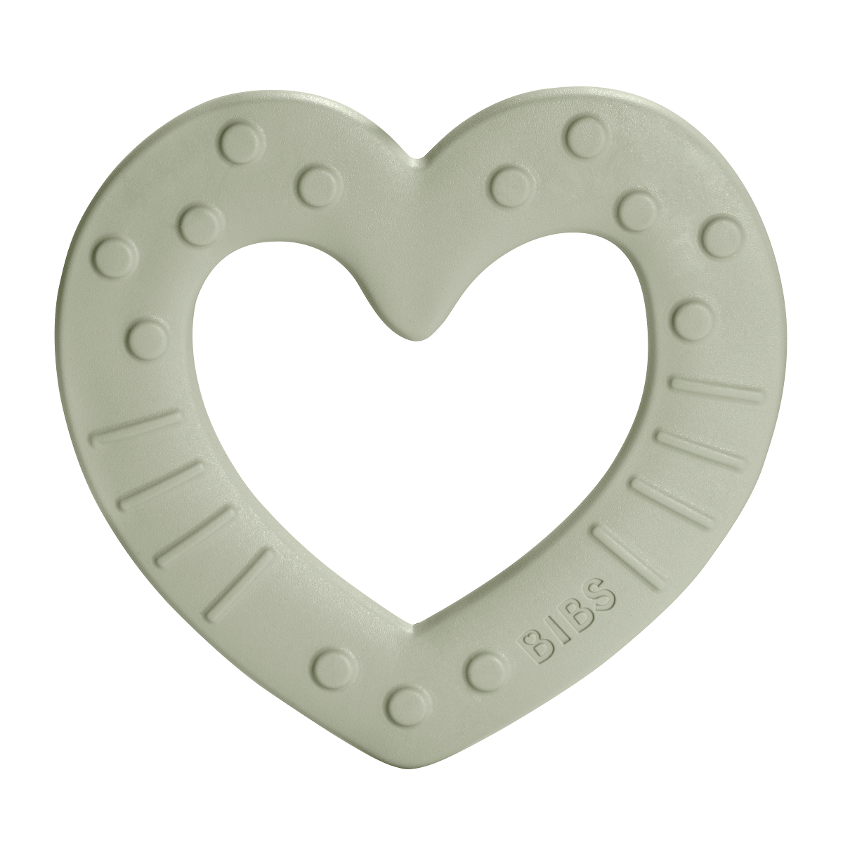 Szívecske BIBS rágóka - zsálya színben - Pippadu