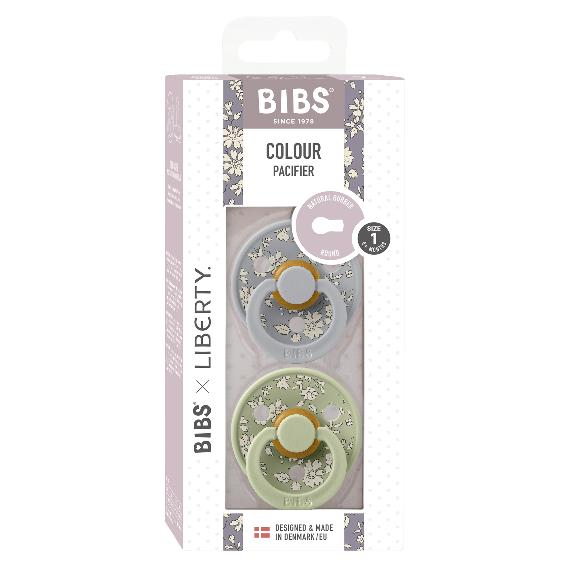 BIBS×LIBERTY Colour Capel - zsálya és delfin virágmintás cumik különleges csomagolásban - pippadu