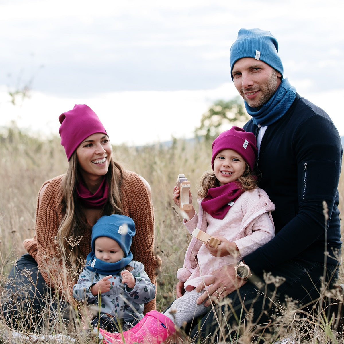Beanie sapka-sál szett - ciklámen - Pippadu