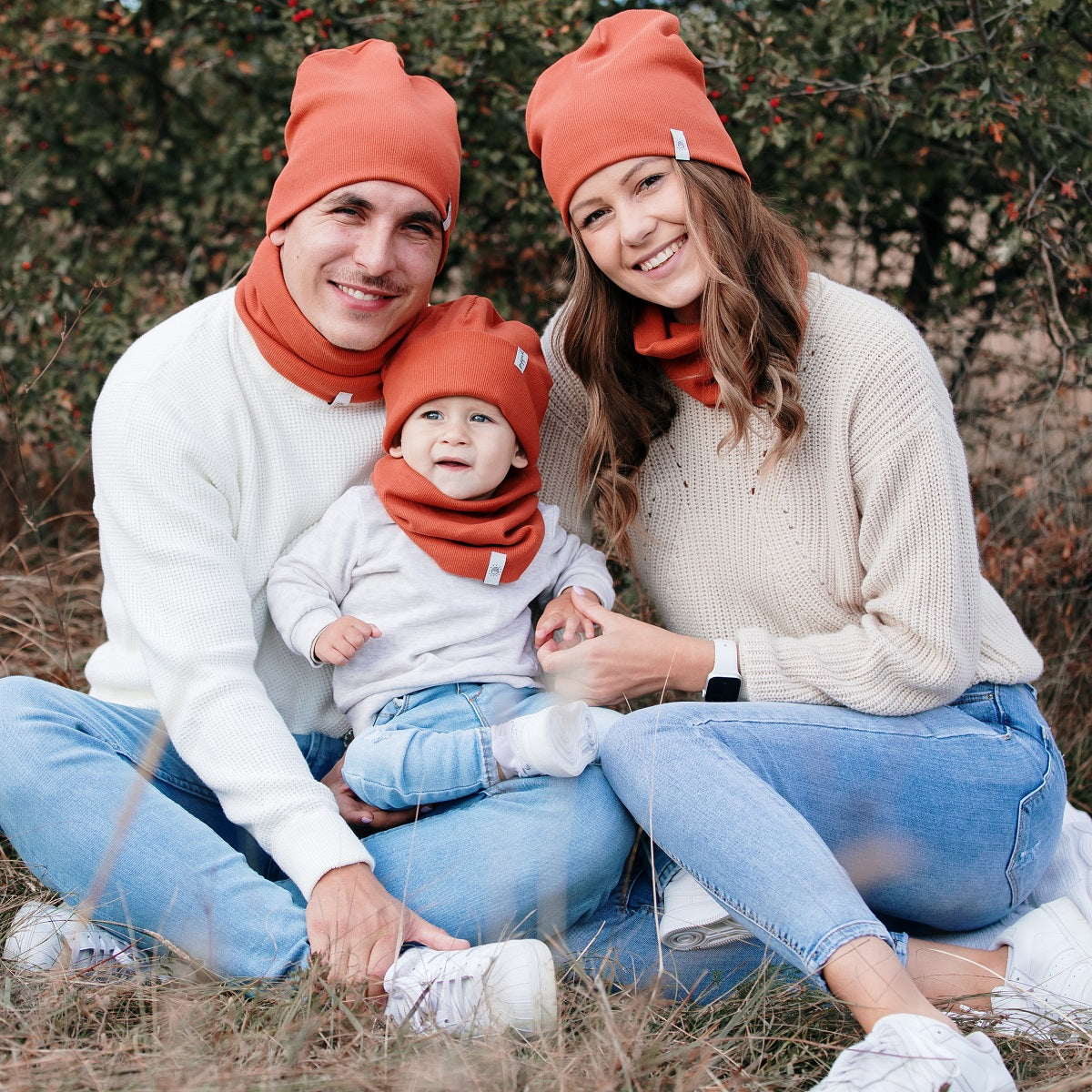 Beanie sapka-sál szett - terrakotta - Pippadu