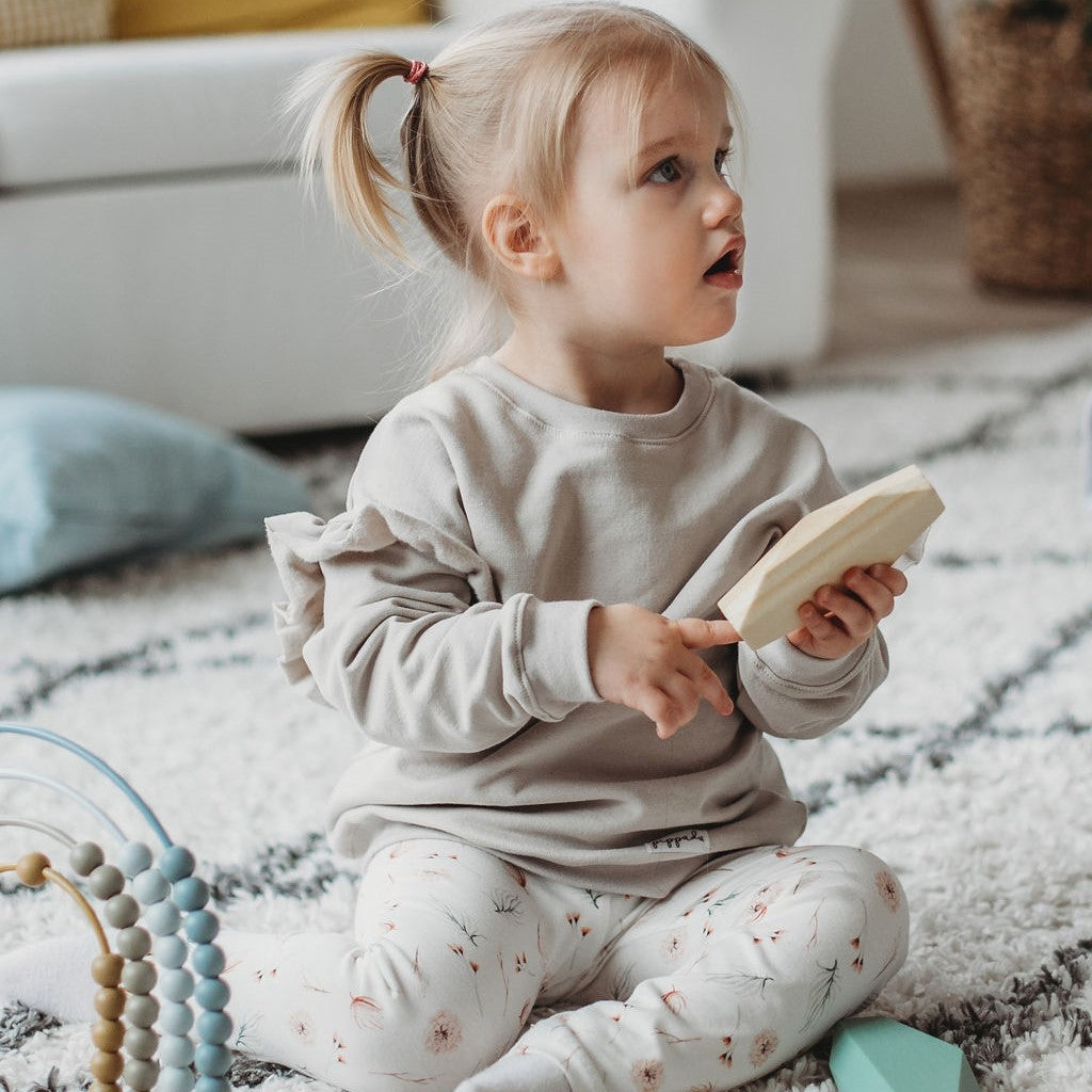 Gyerek leggings nadrág pippadu - bazsarózsa mintával - fehér