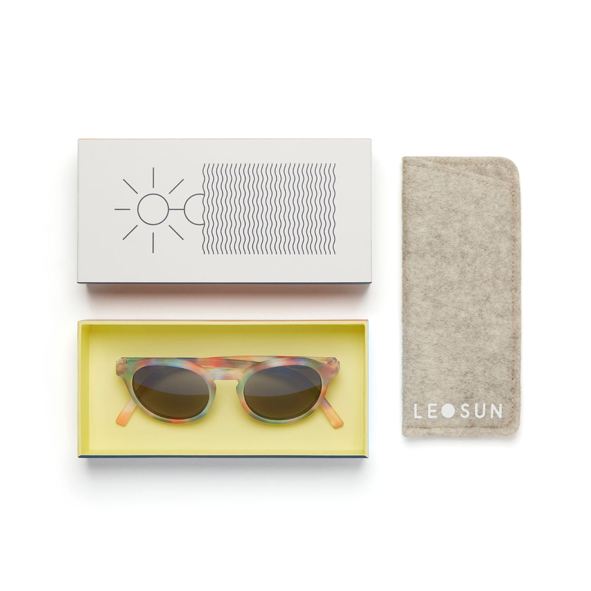 Napszemüveg gyerekeknek környezetbarát anyagból és csomagolásban - szivárvány színekben - Leosun, pippadu