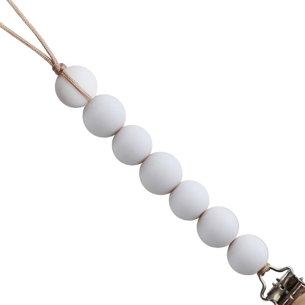 Mushie halo cumilánc szilikon gyöngyökkel - hófehér - pippadu