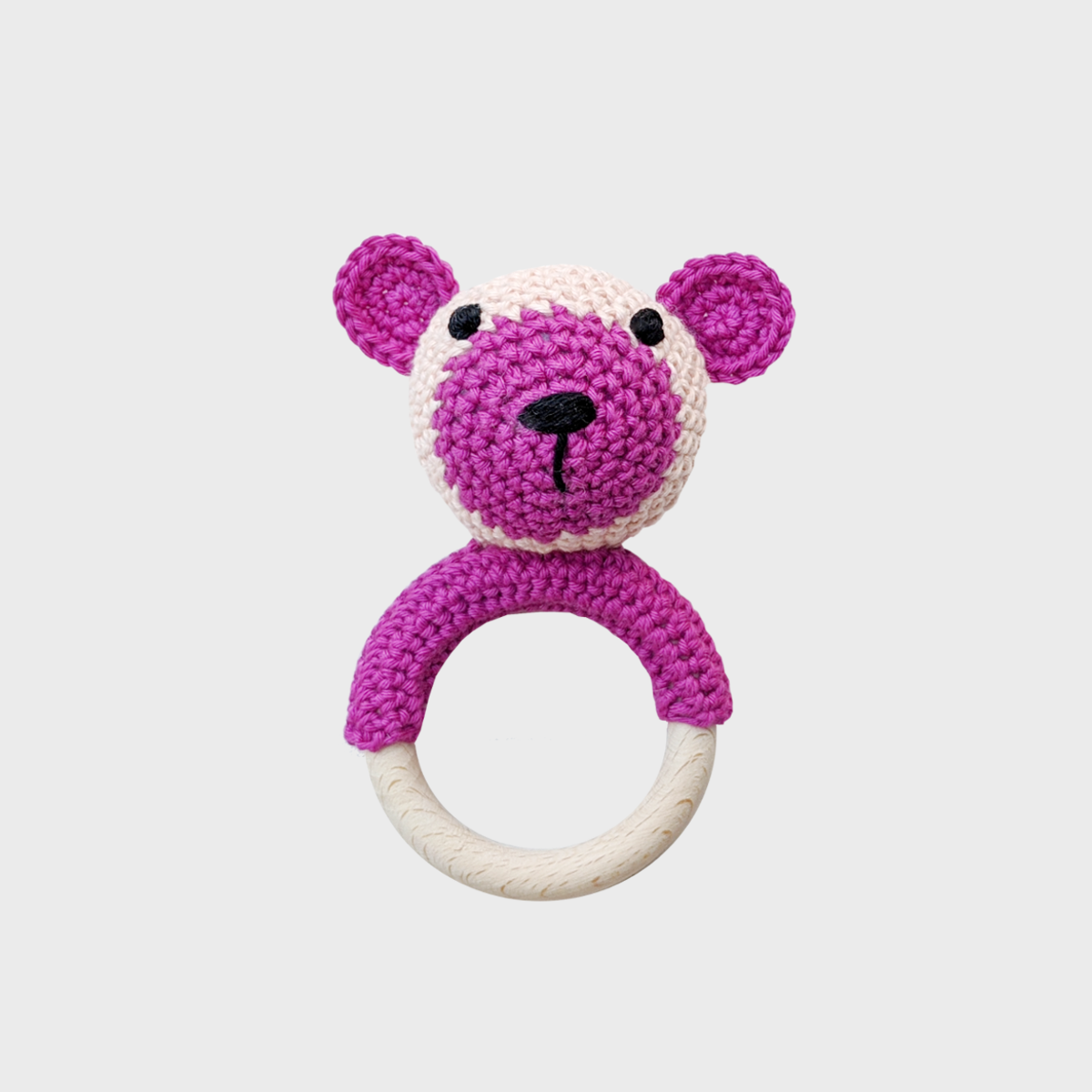 Horgolt rágóka csörgővel - Bodza maci - Pippadu