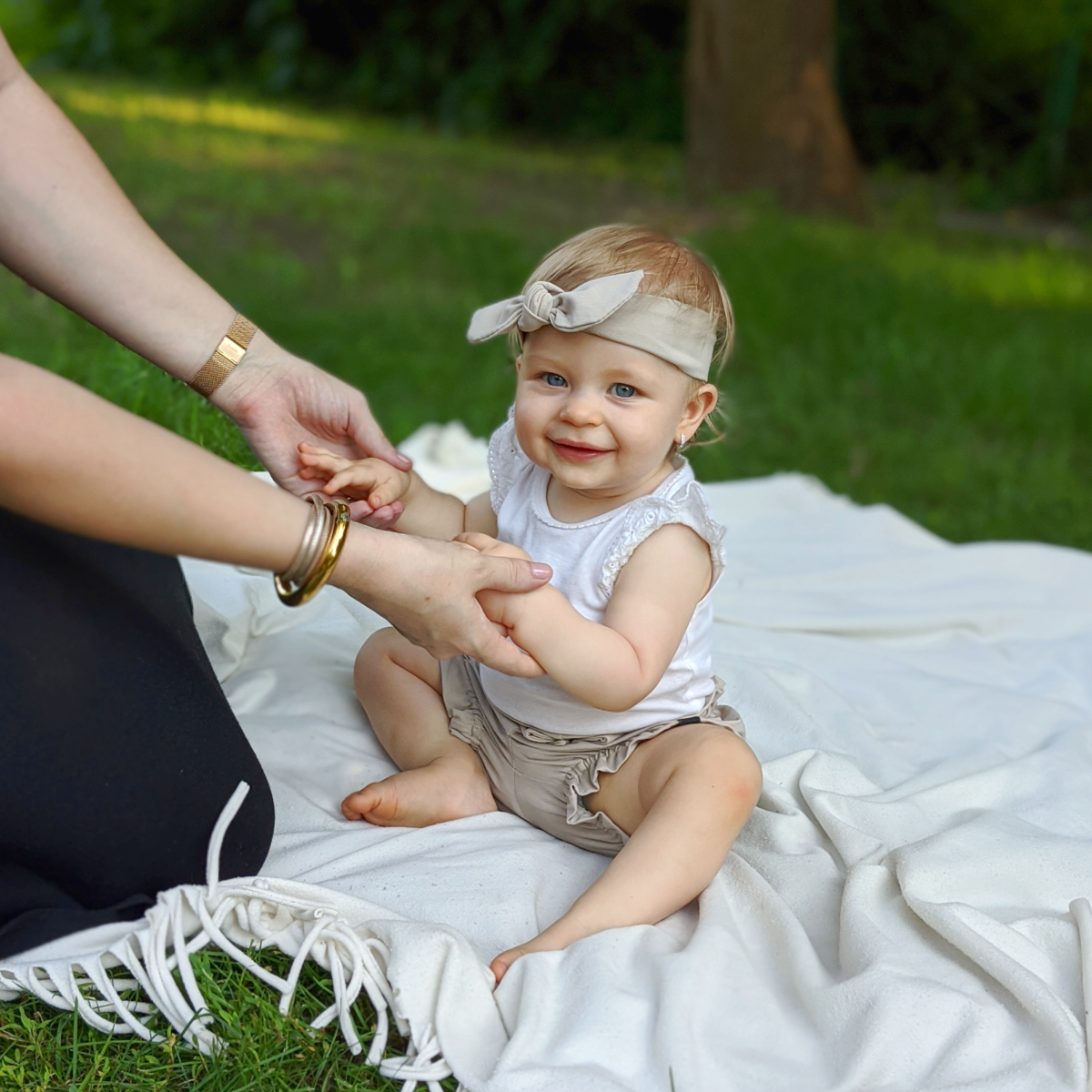 Fodros nadrág és hajpánt szett - tejeskávé - Pippadu