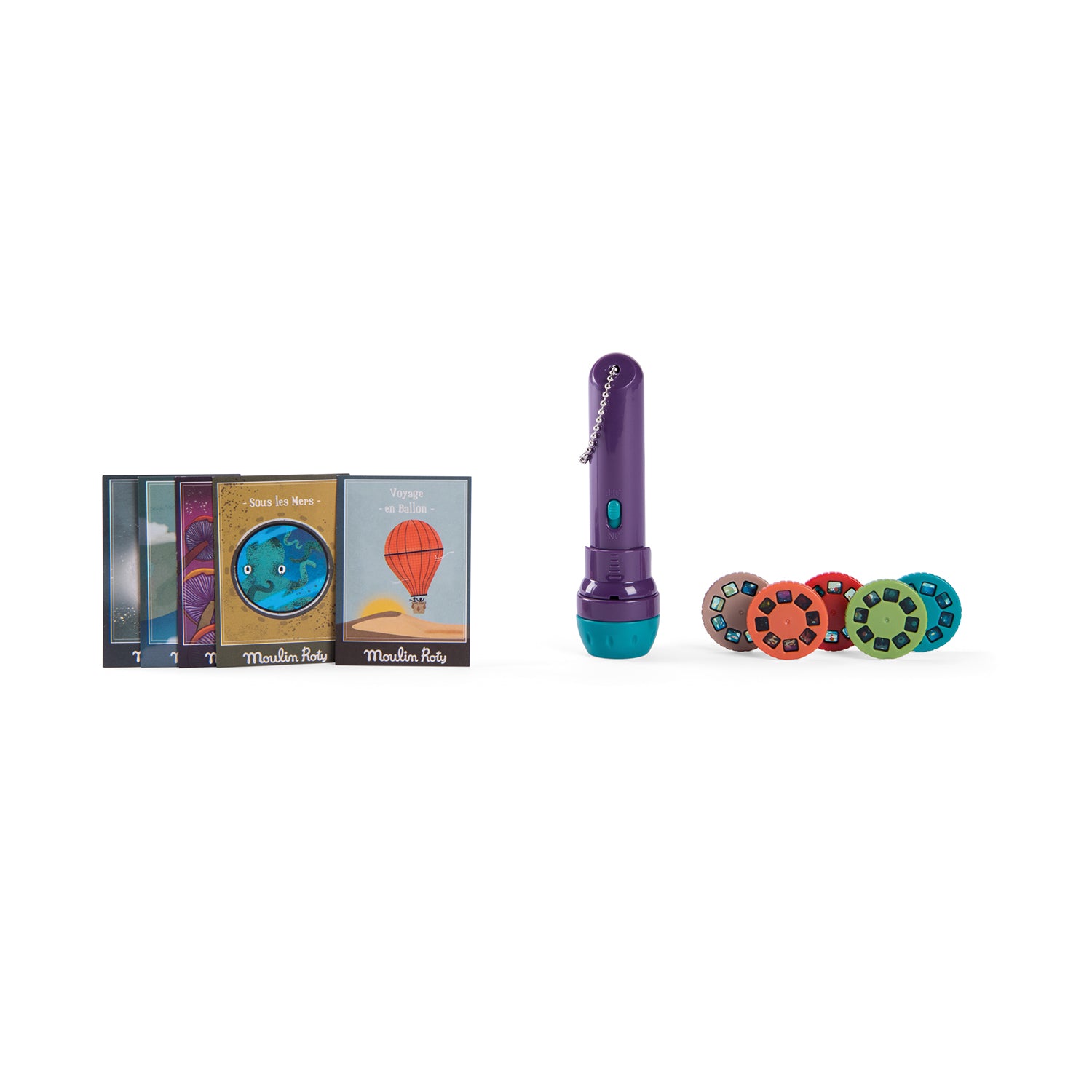 Moulin Roty Mesevetítő lámpa és képeslapok könyvben - pippadu