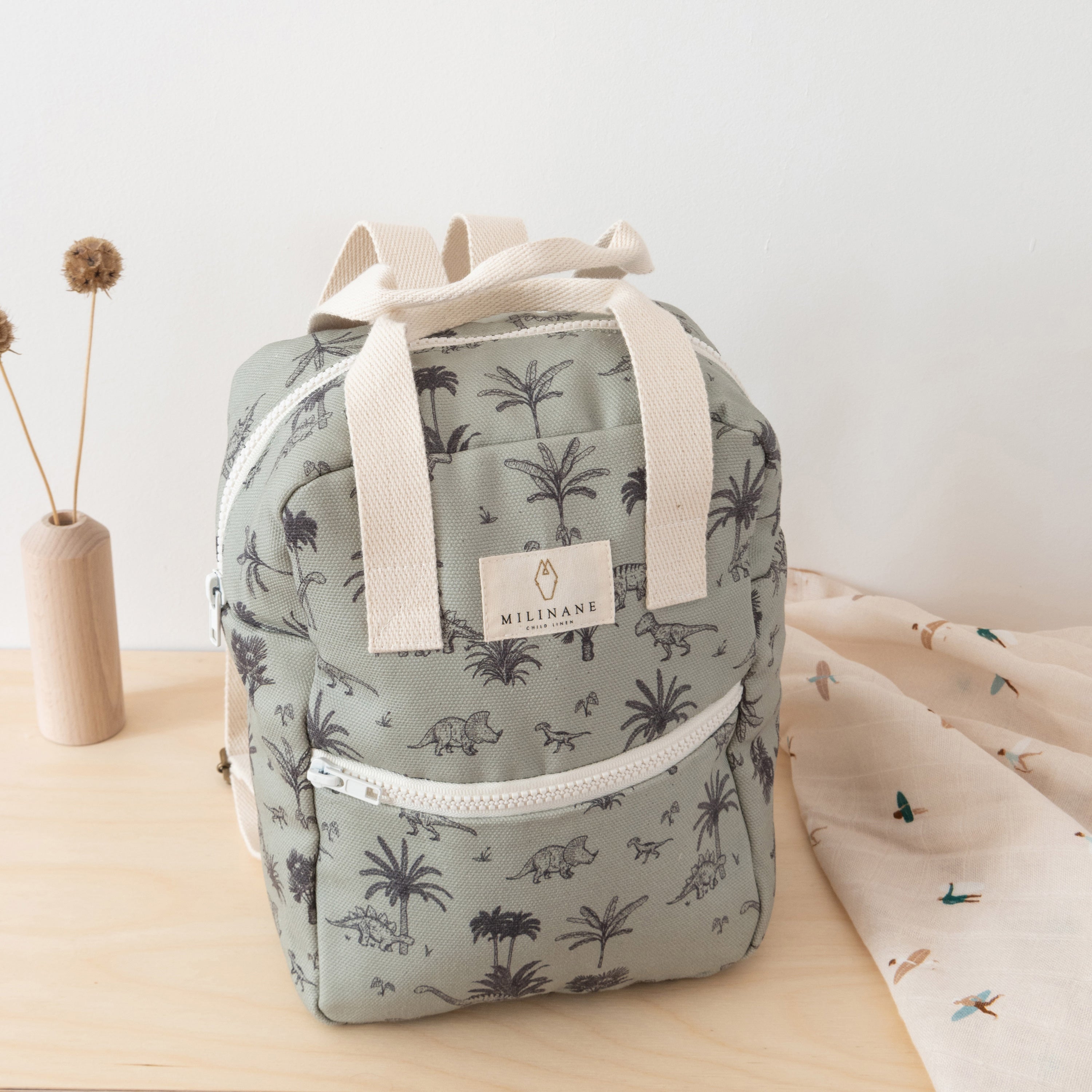 Gyerek hátizsák dinó mintával - zöld - pippadu