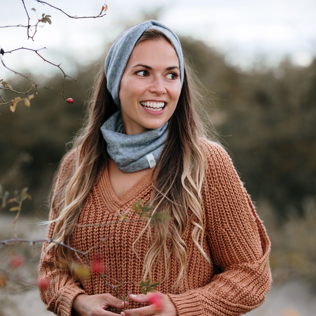 Turbán fejpánt-sál szett - szürke - Pippadu