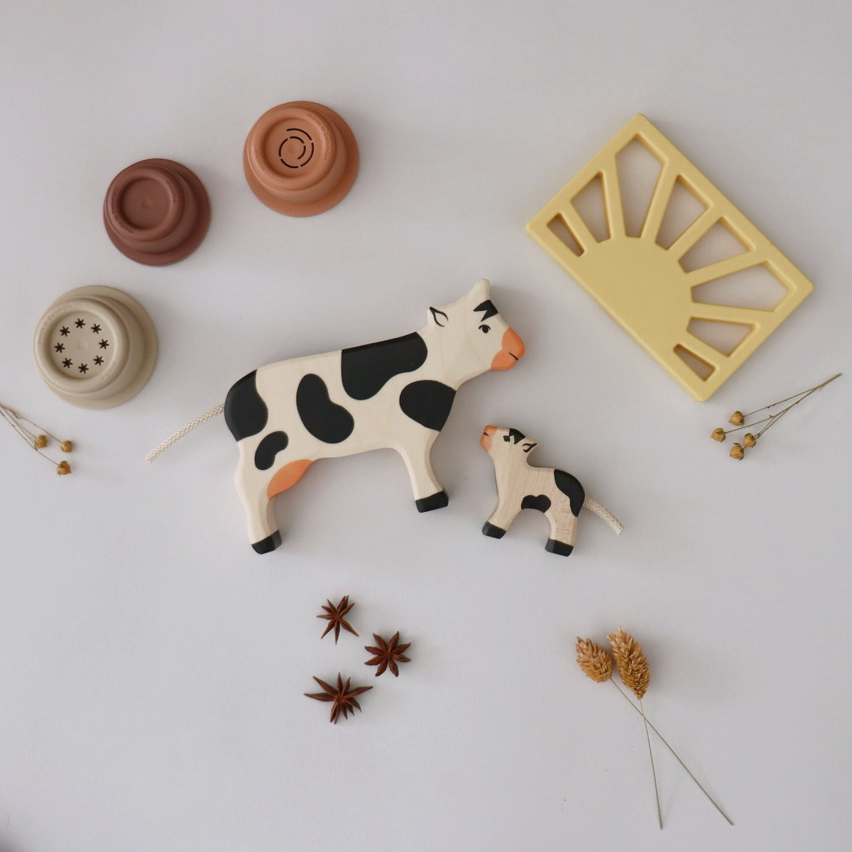 Tehén és kis boci fajátékok Holztiger - Pippadu