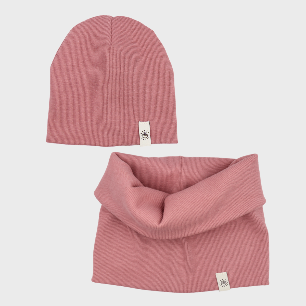 Beanie sapka-sál szett - vintage rózsaszín - Pippadu