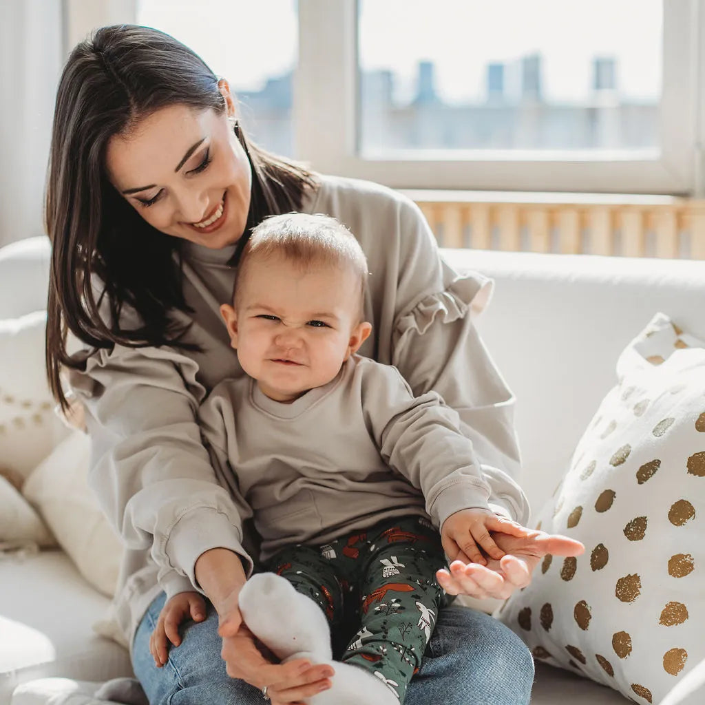 Anya-fia szett szezám színben - pippadu - anya-fia pulóver, kézzel készült, magyar márka