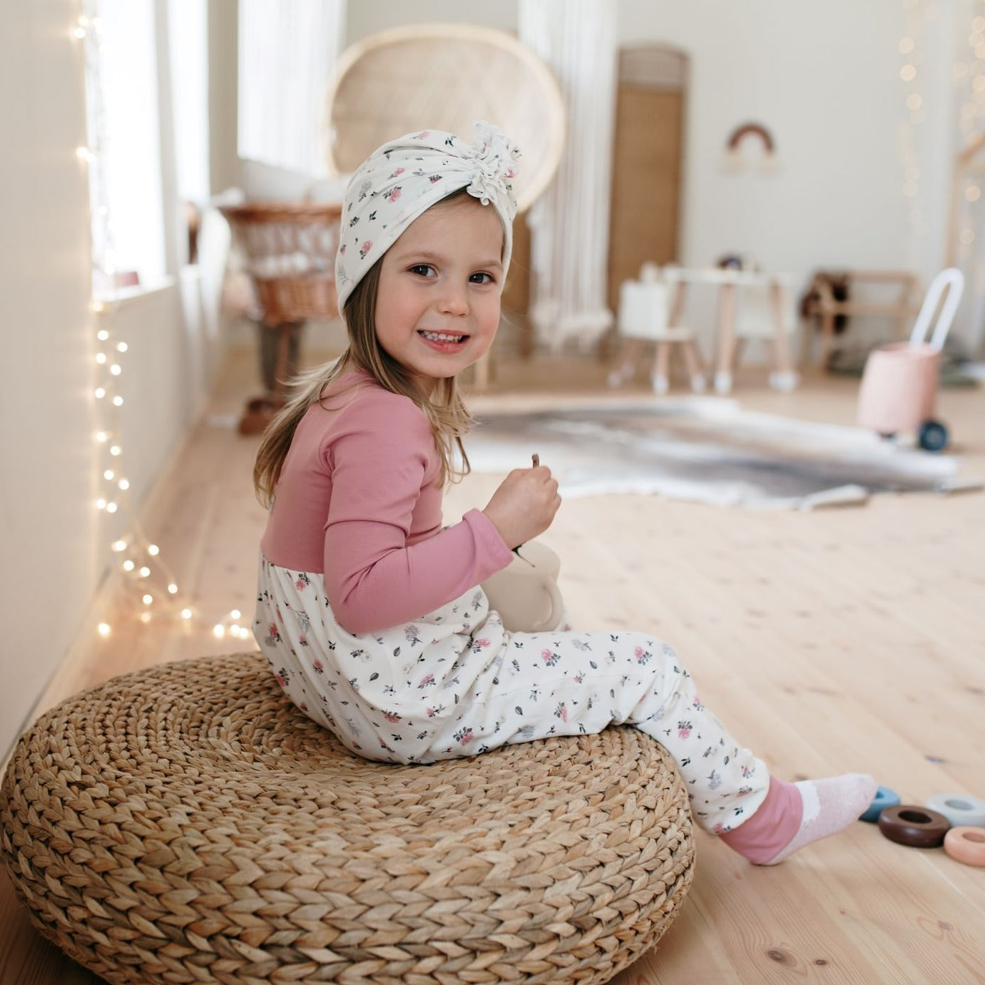 Balerina overall turbánkával - rózsás mintával - pippadu